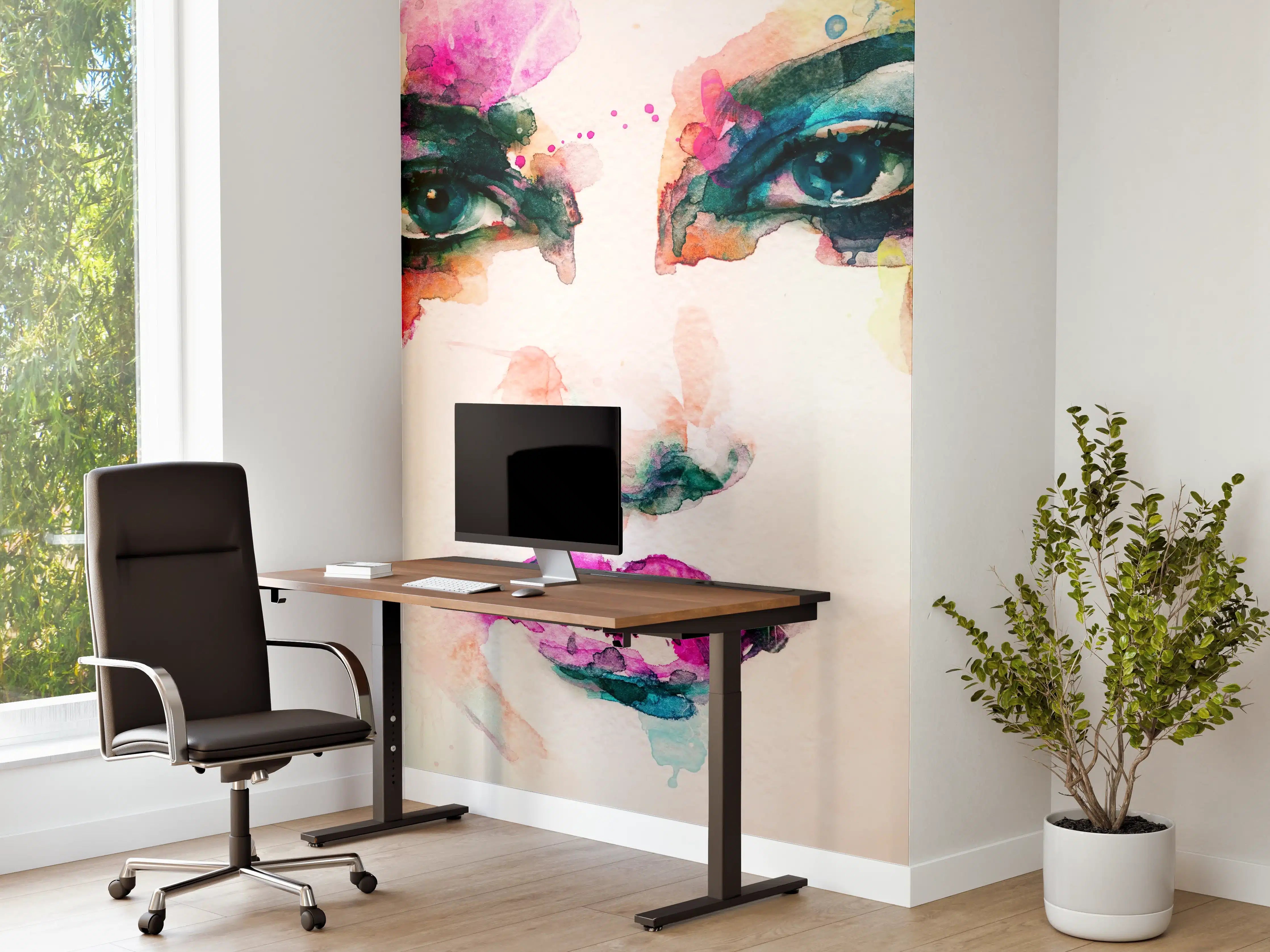 Büro Wandgestaltung - Aquarell Kunst Frau Gesicht