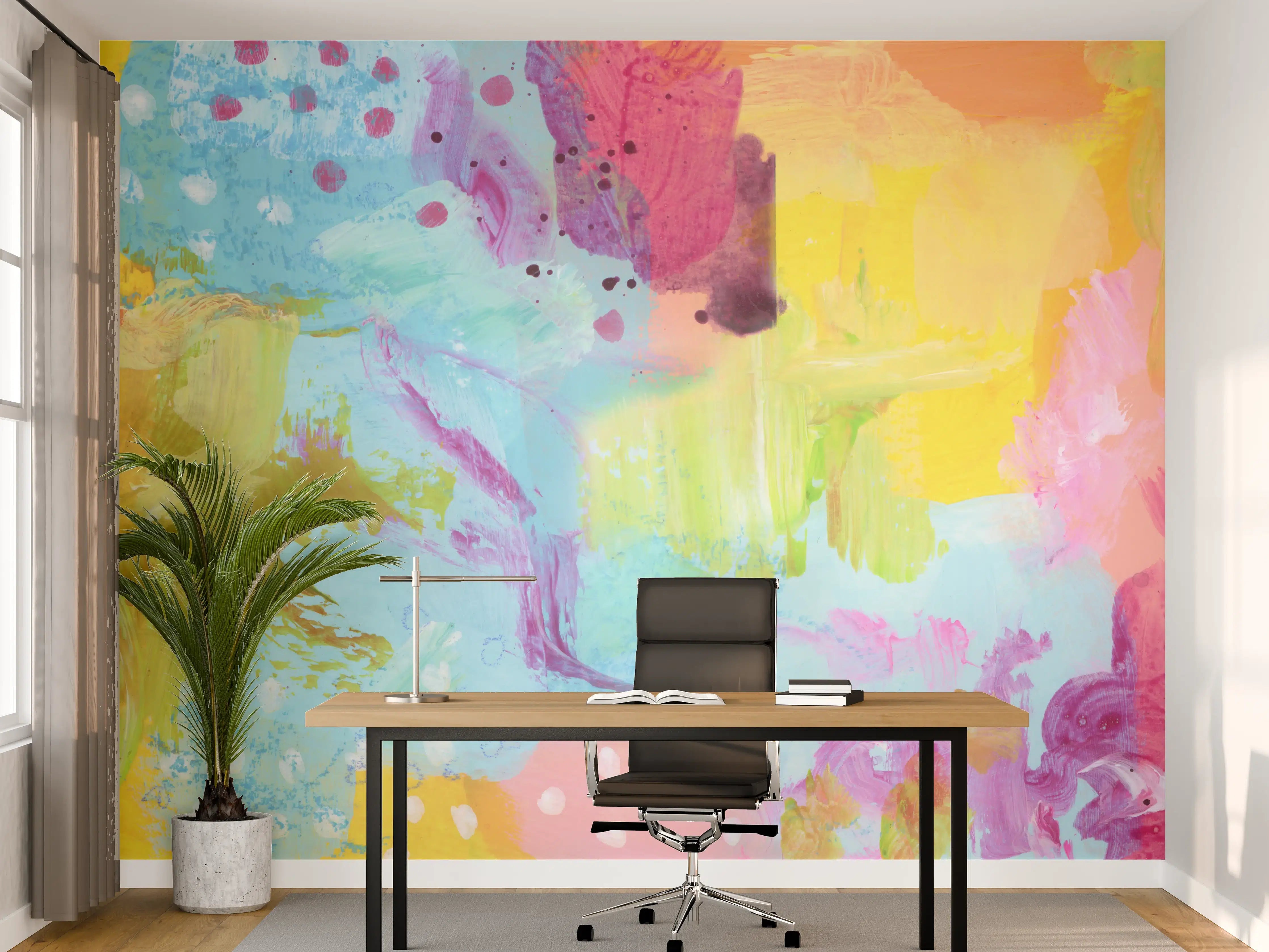 Büro Wandgestaltung - Aquarell Kunstmalerei - Bunt