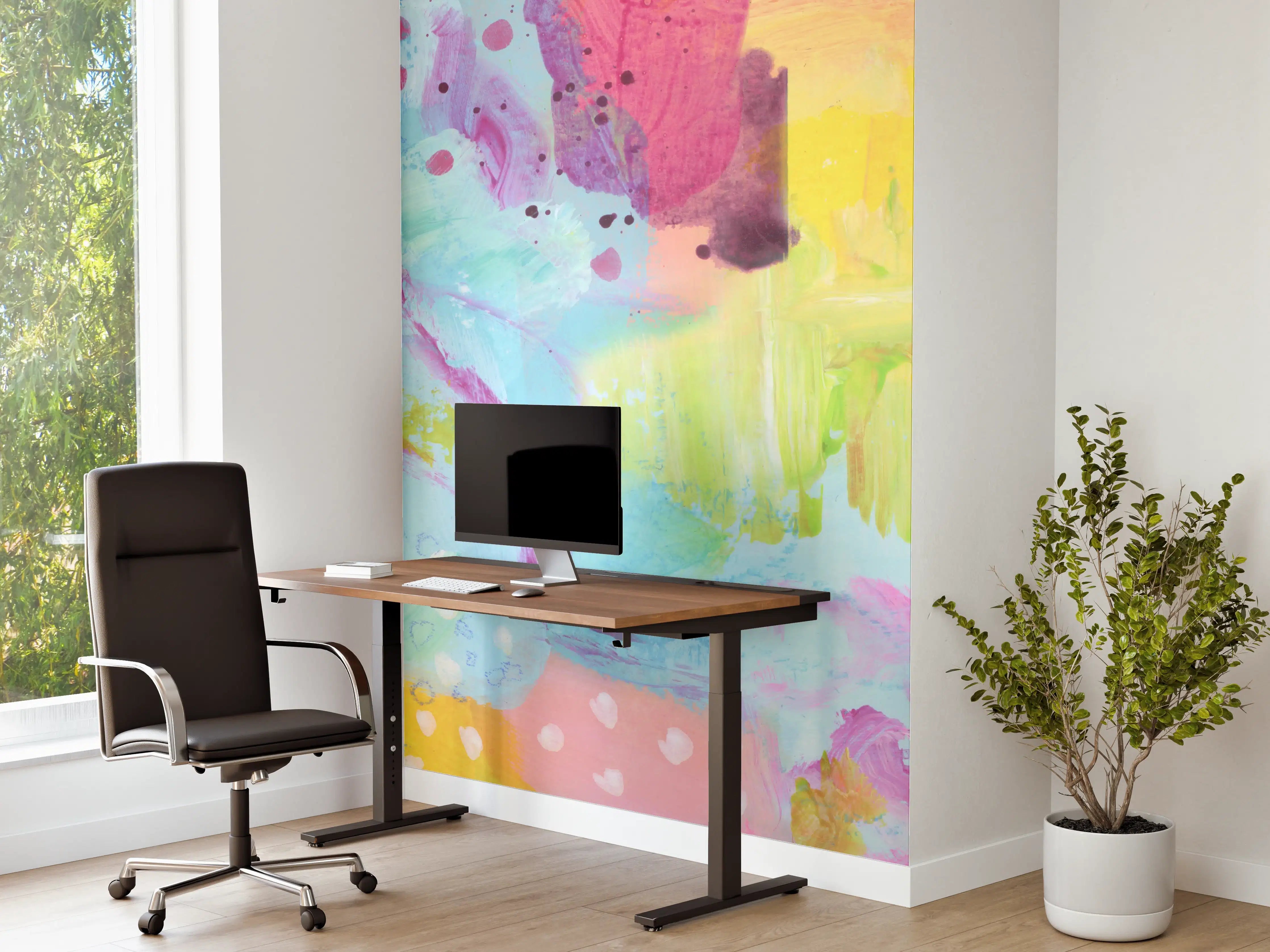 Büro Wandgestaltung - Aquarell Kunstmalerei - Bunt