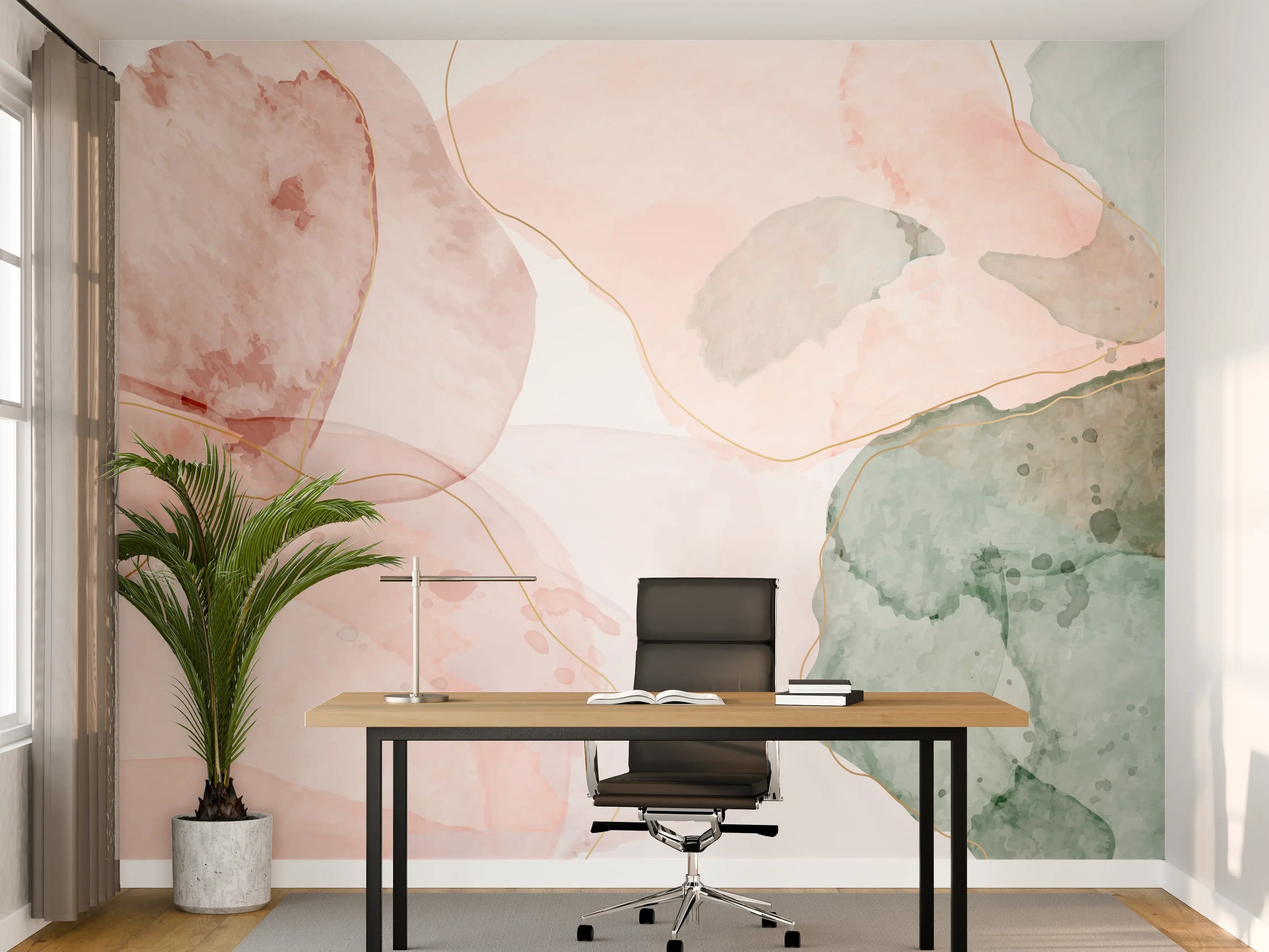 Büro Wandgestaltung - Aquarell Pastellfarben Kunst