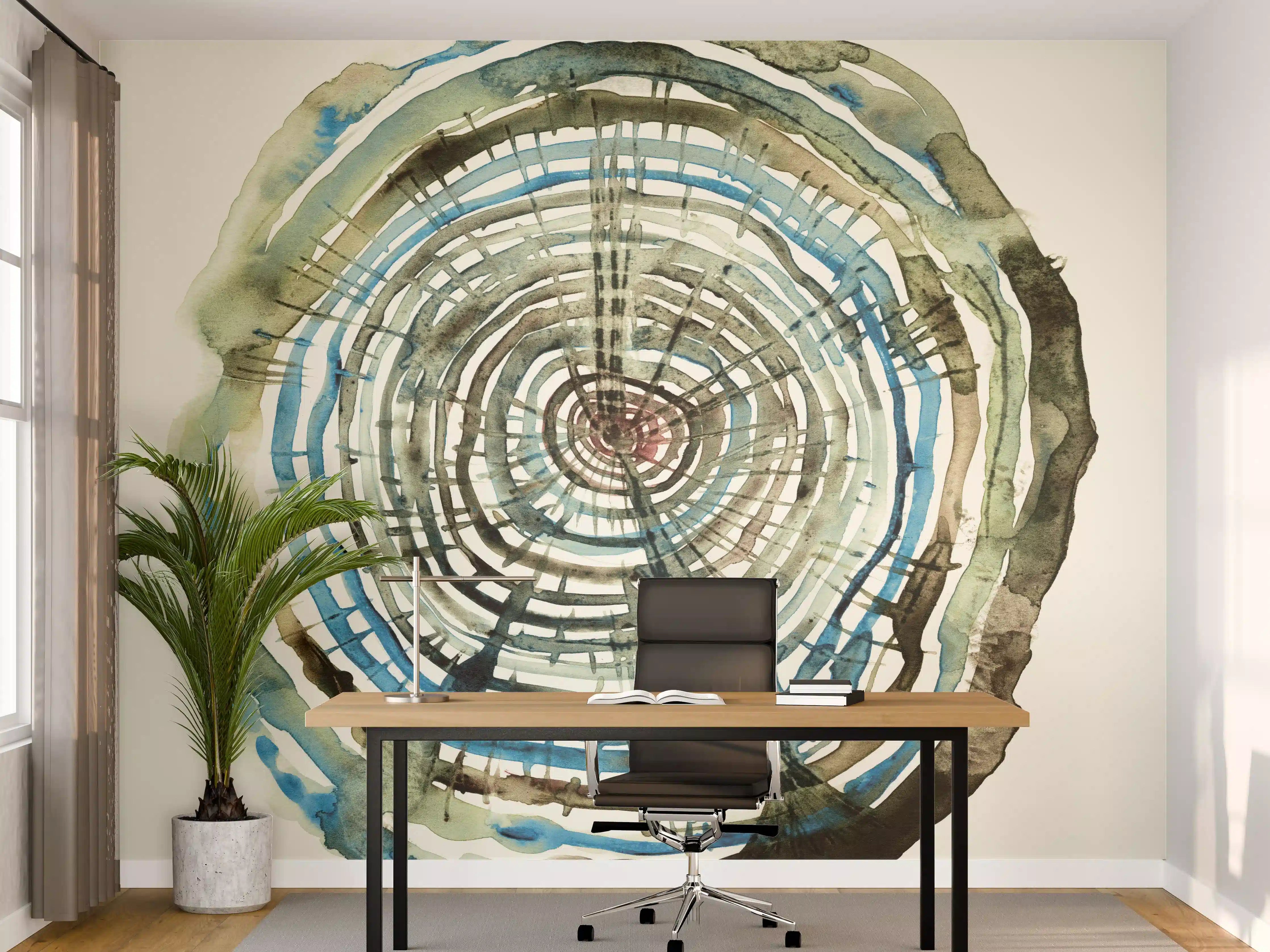 Büro Wandgestaltung - Aquarell Zeichnung - Baumstamm Muster
