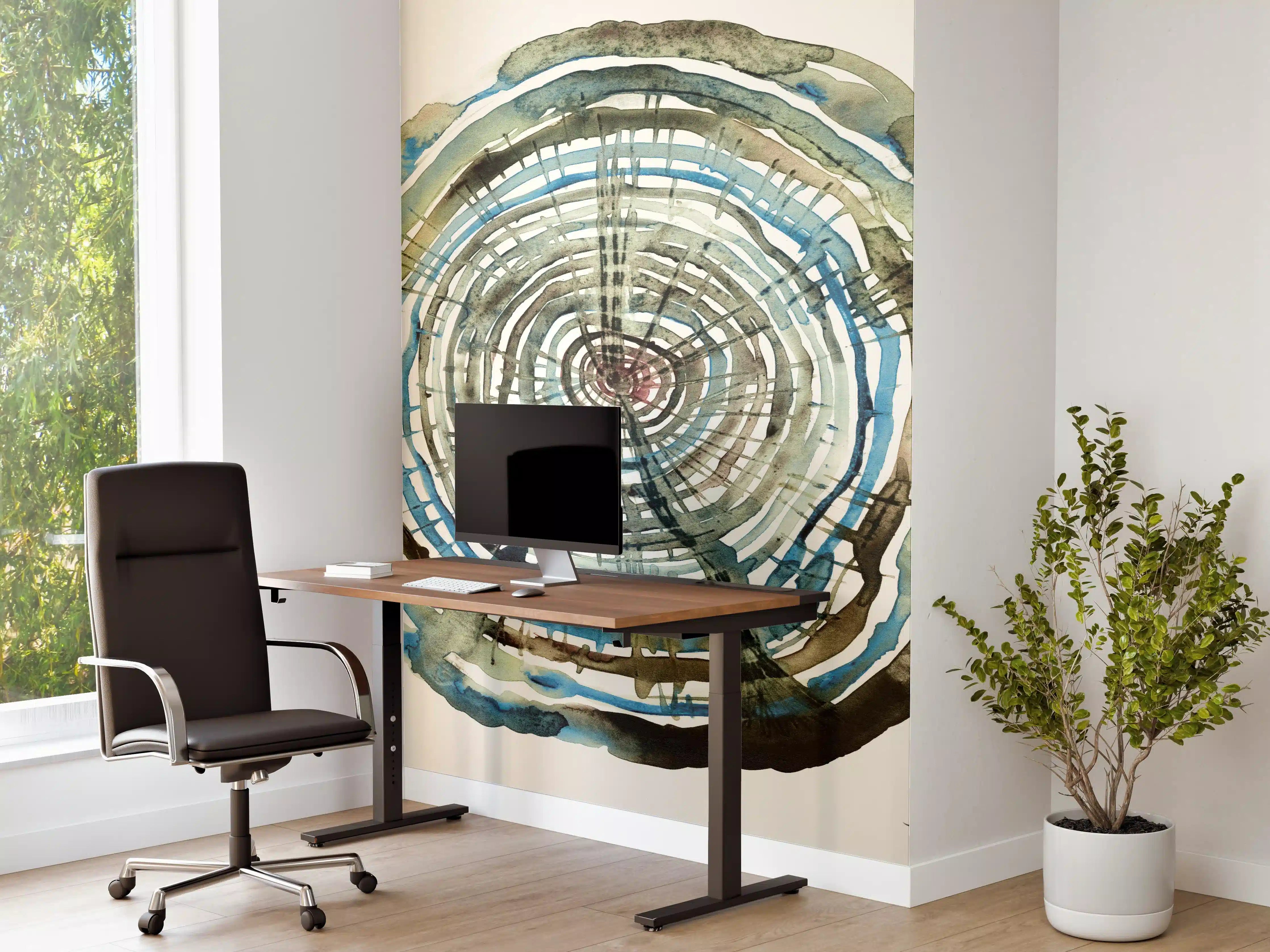 Büro Wandgestaltung - Aquarell Zeichnung - Baumstamm Muster