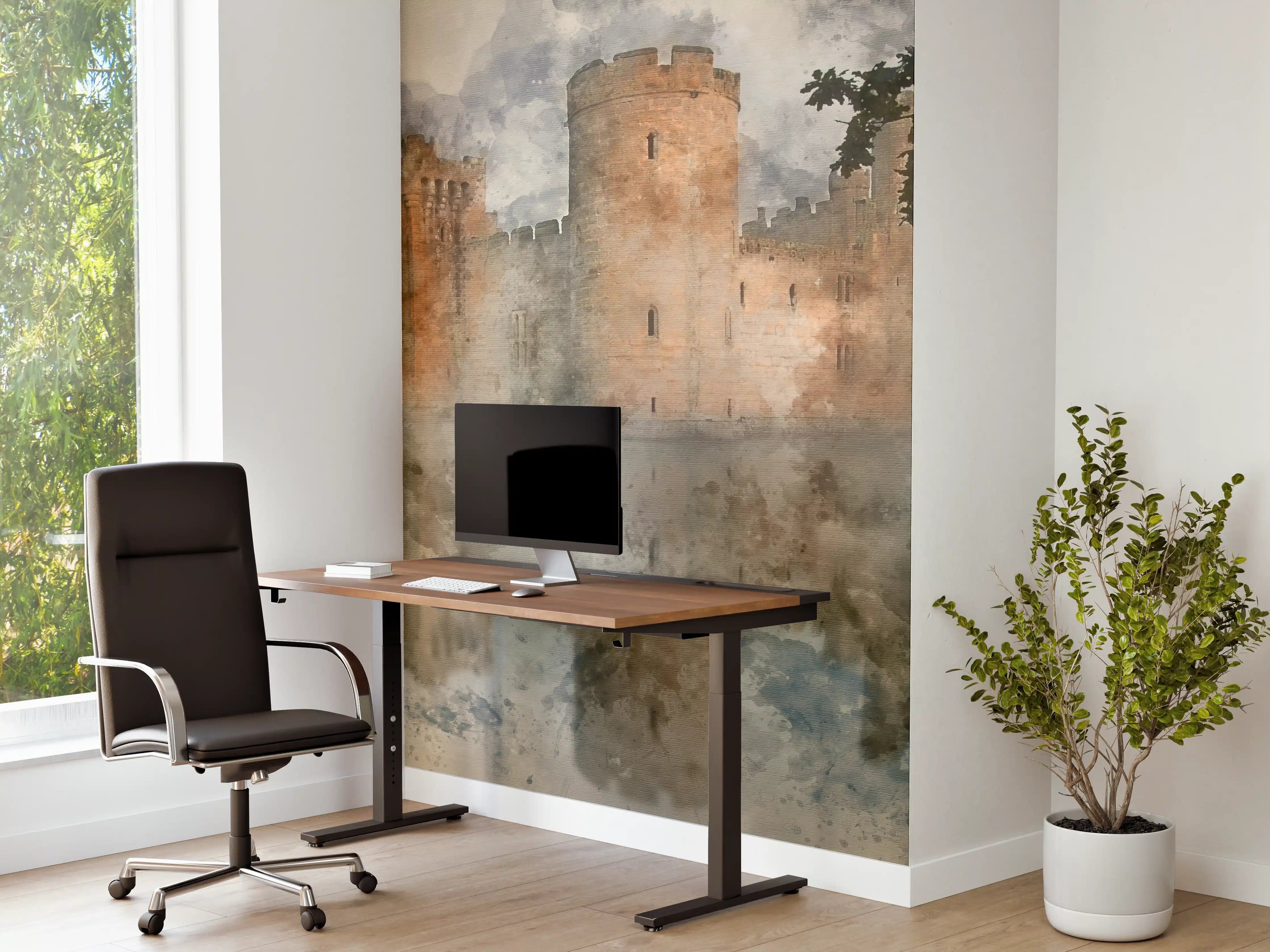 Büro Wandgestaltung - Aquarell einer mittelalterlichen Burg 