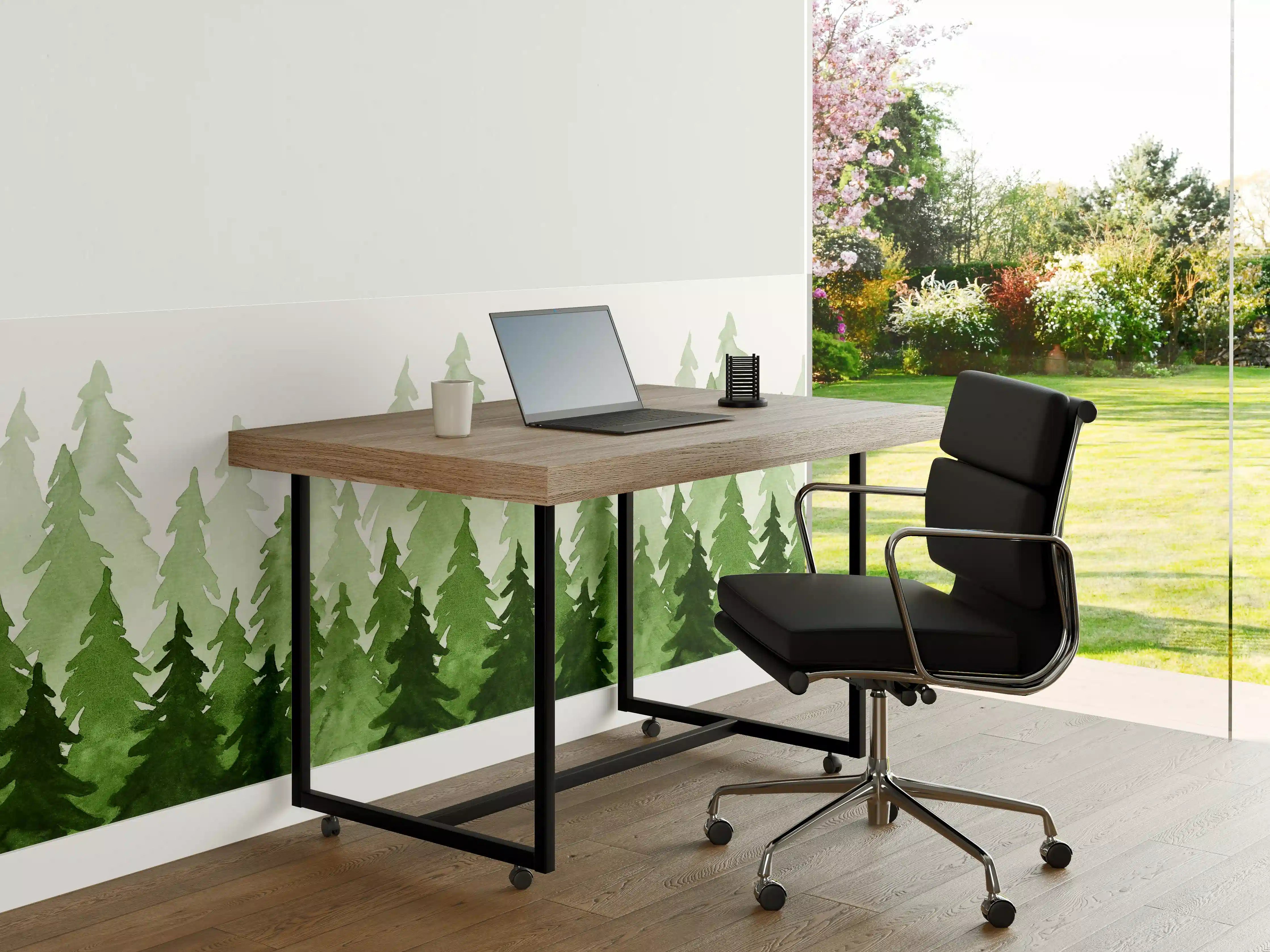 Büro Wandgestaltung - Aquarell von grünen Tannenbäumen