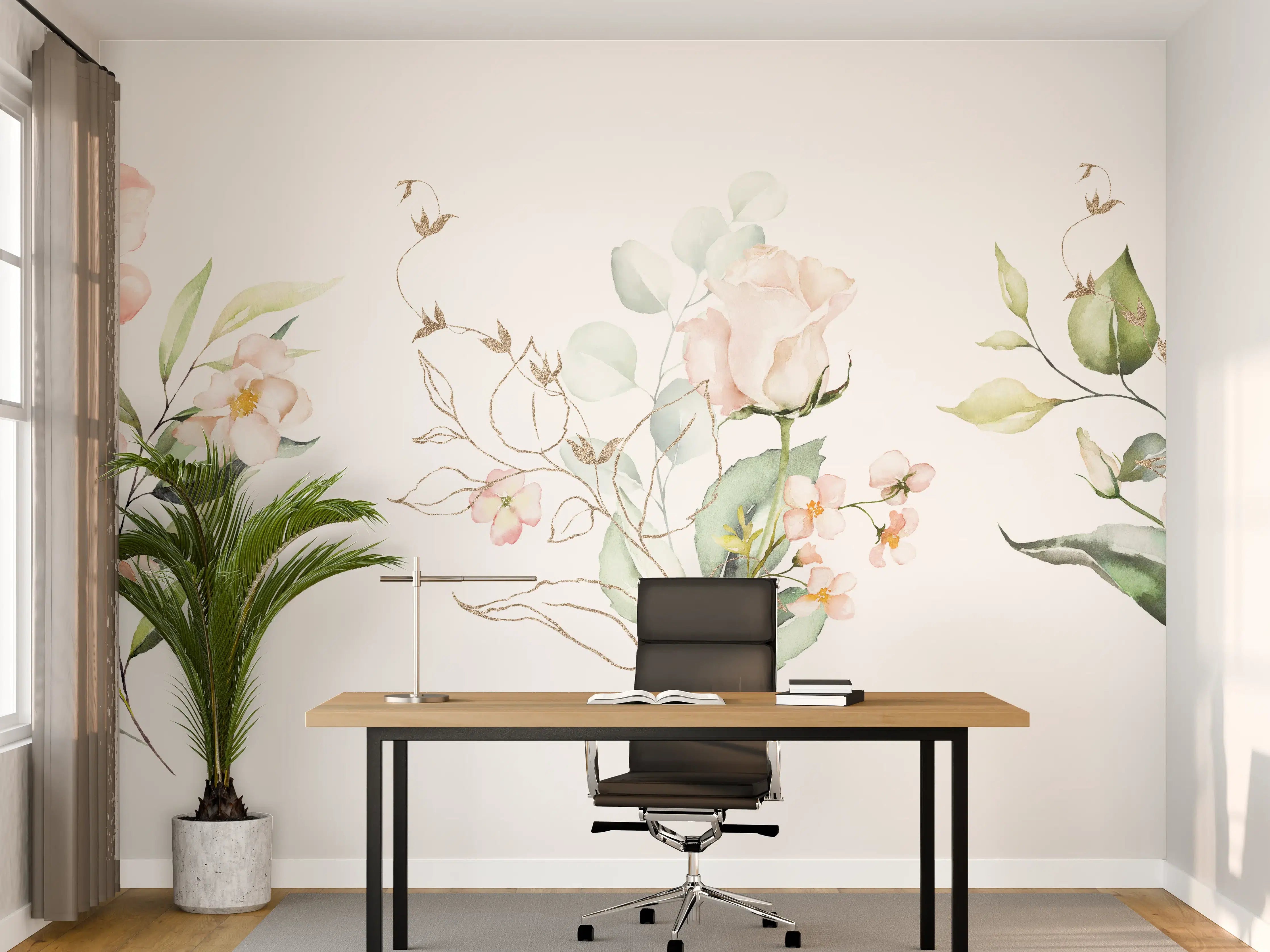 Büro Wandgestaltung - Aquarellblumen 