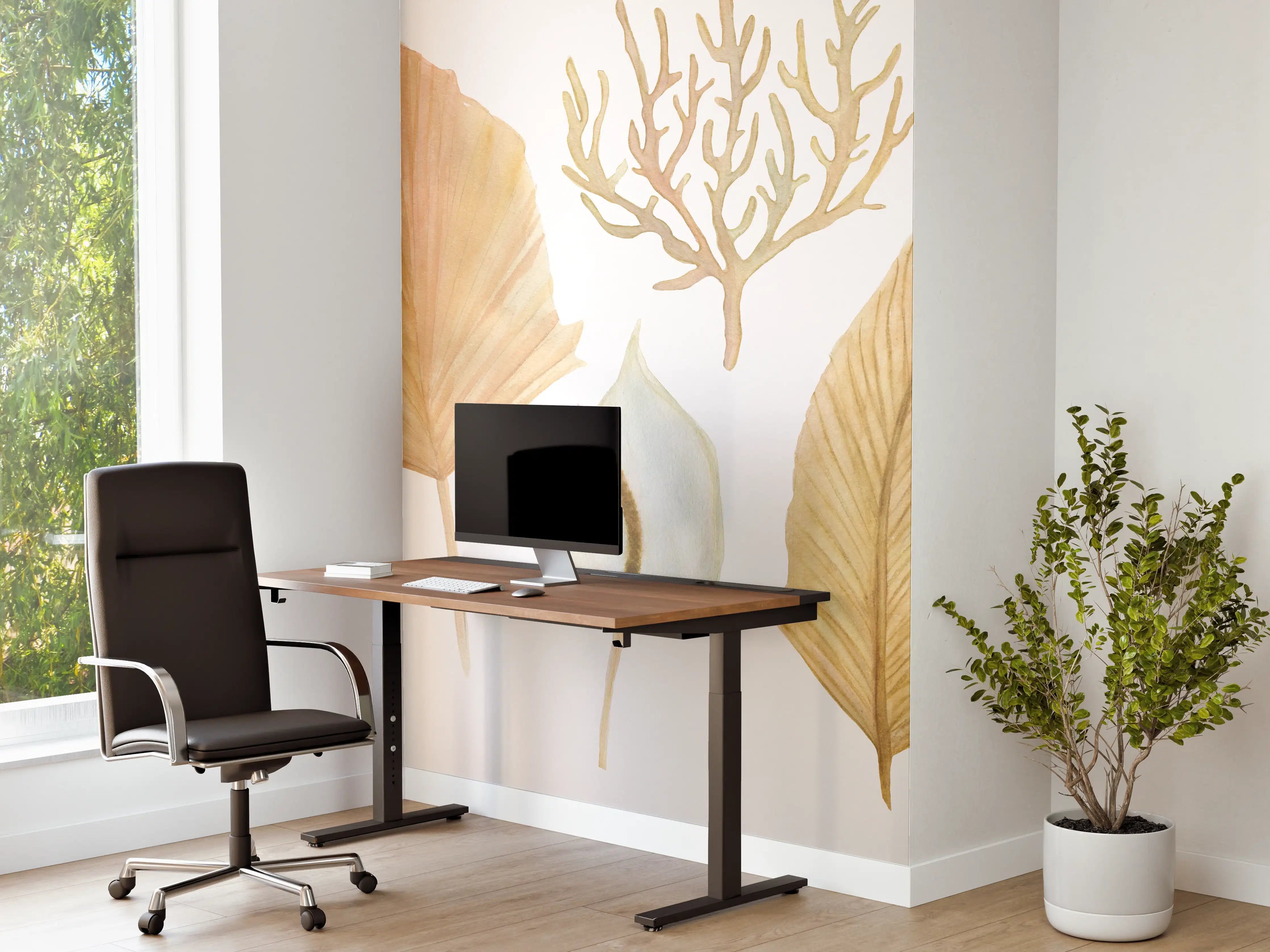 Büro Wandgestaltung - Aquarellmalerei - Verschiedene natürliche Blätter