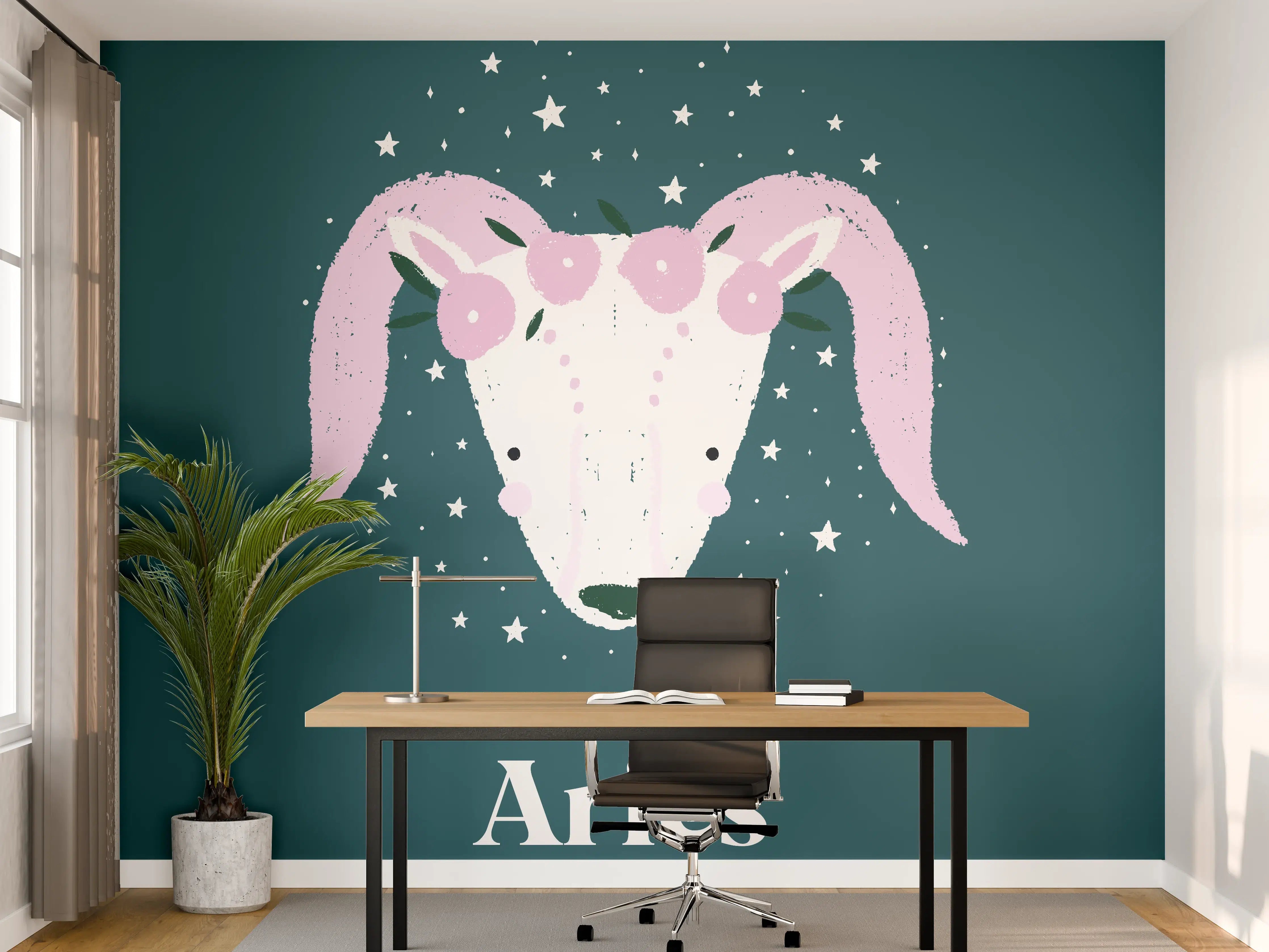 Büro Wandgestaltung - Aries Sternbild Teal Poster