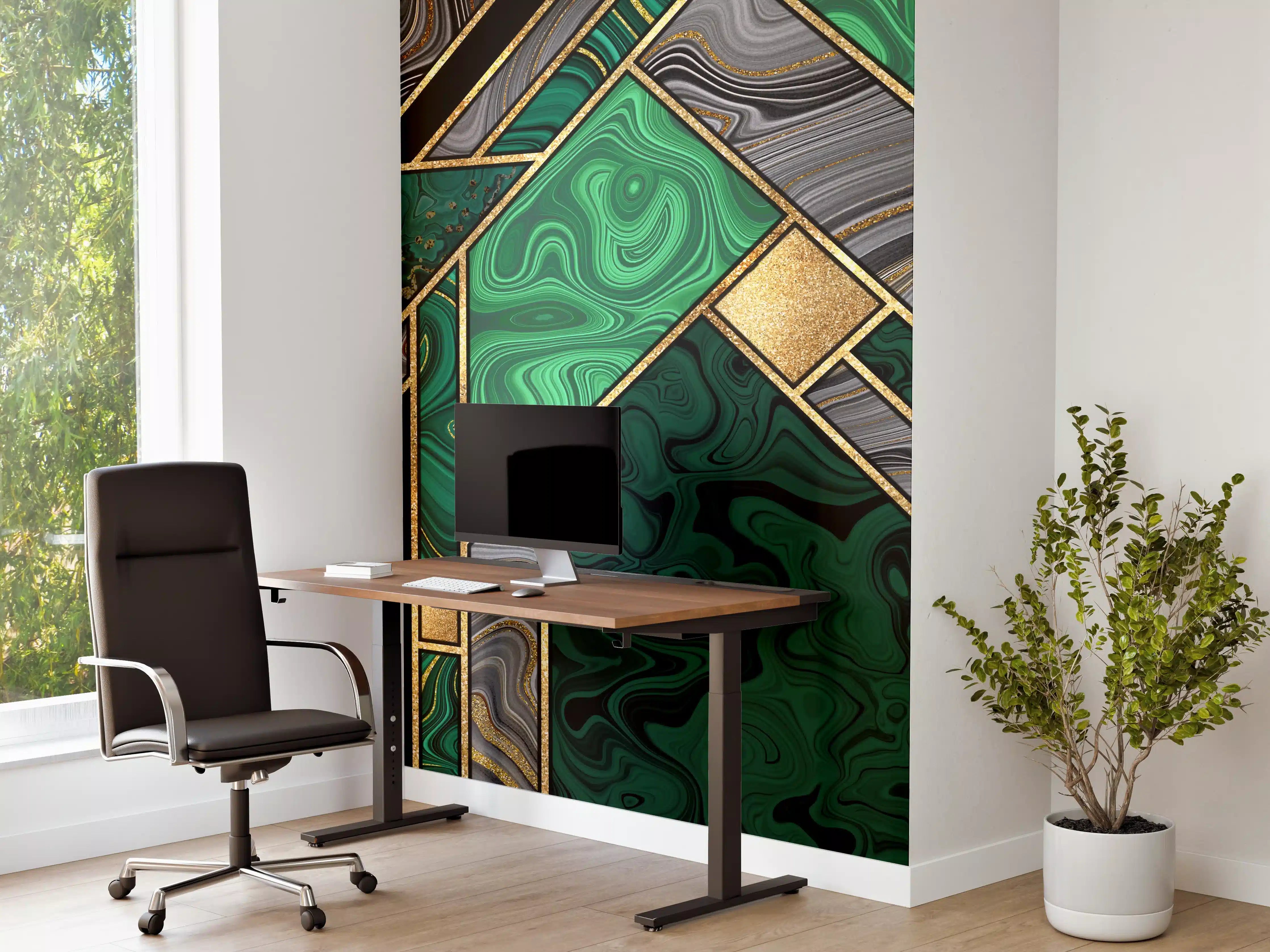 Büro Wandgestaltung - Art Deco Malachit Gold-Mosaik