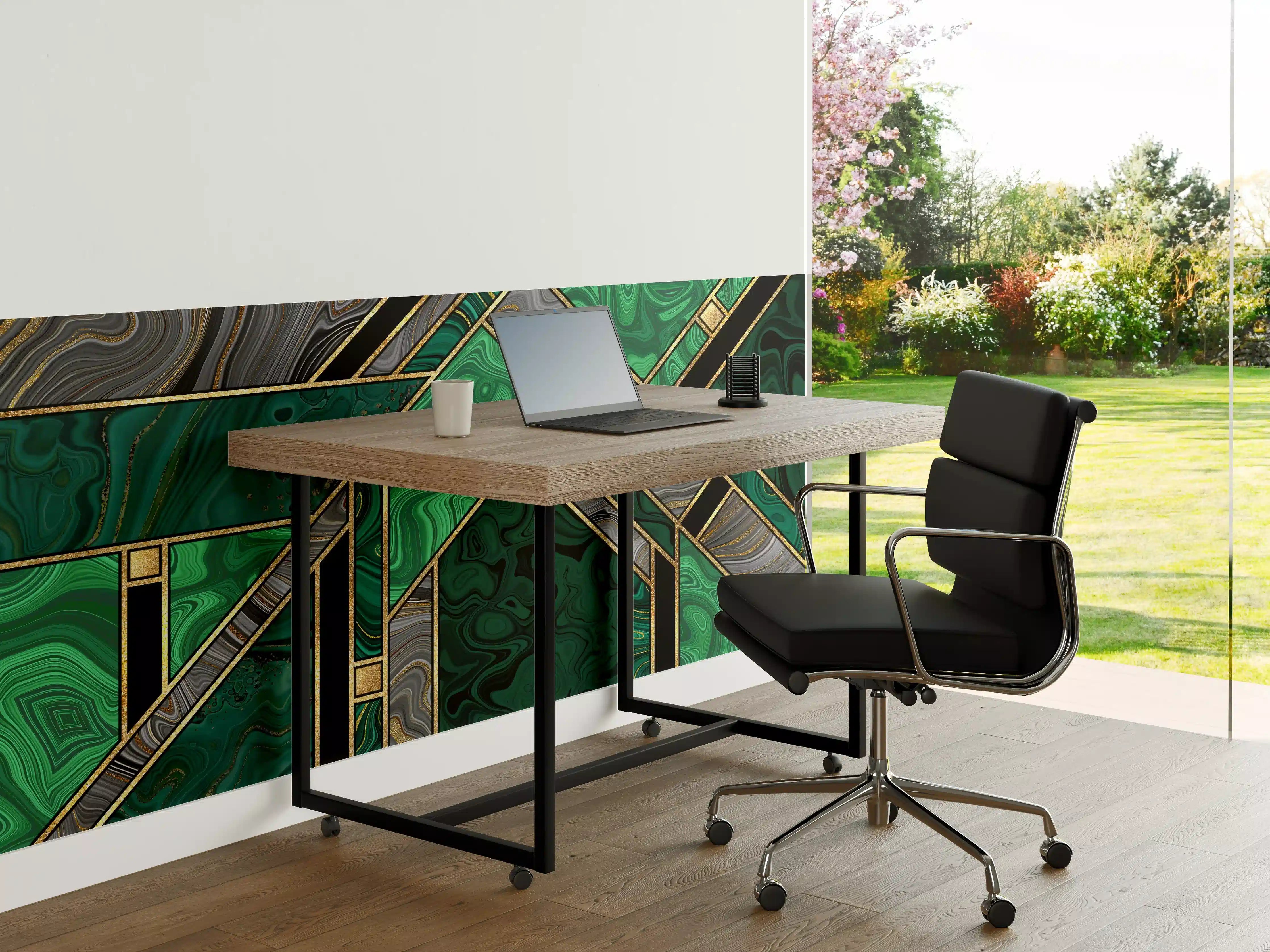Büro Wandgestaltung - Art Deco Malachit Gold-Mosaik