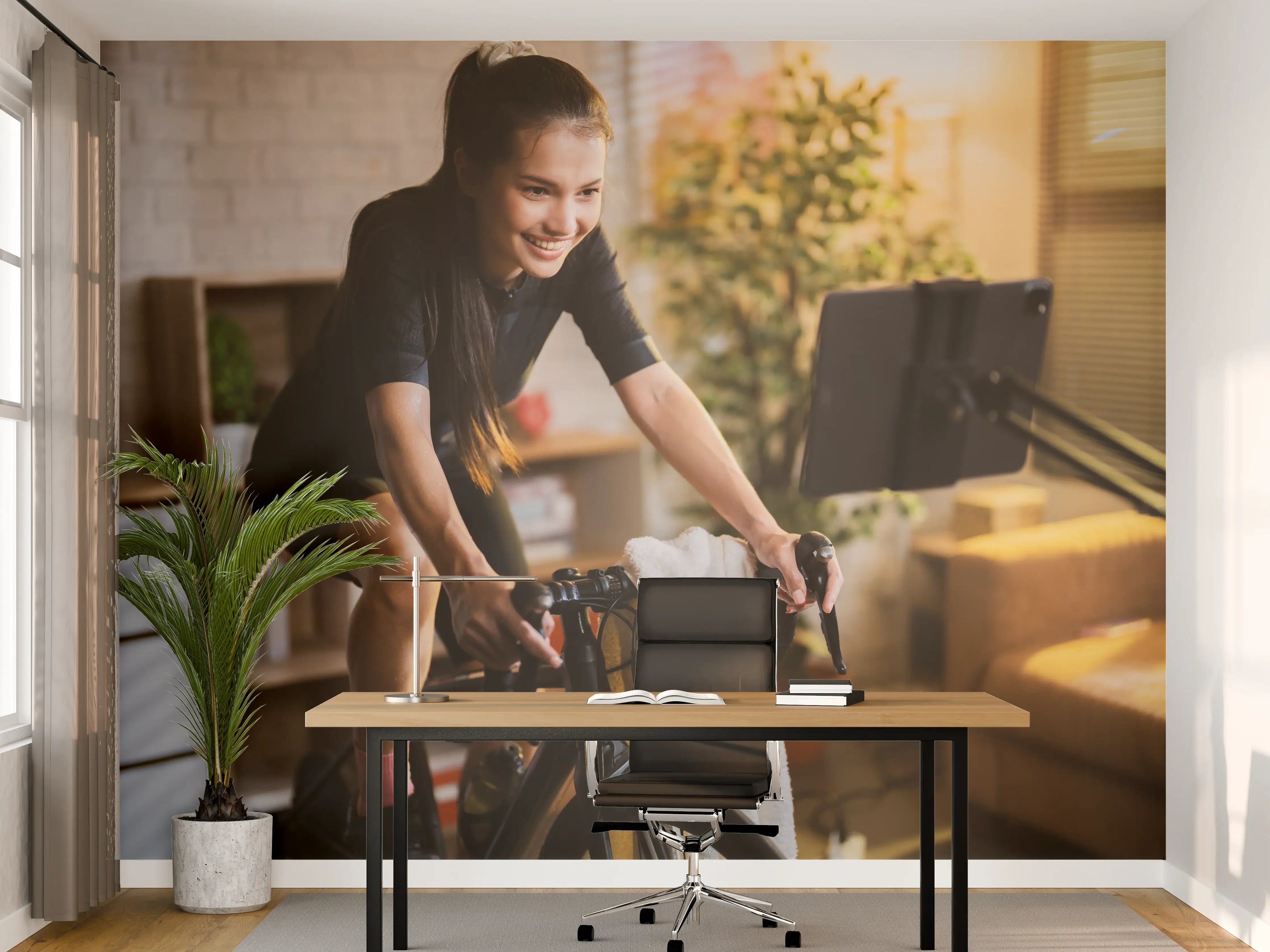 Büro Wandgestaltung - Asiatische Radfahrerin