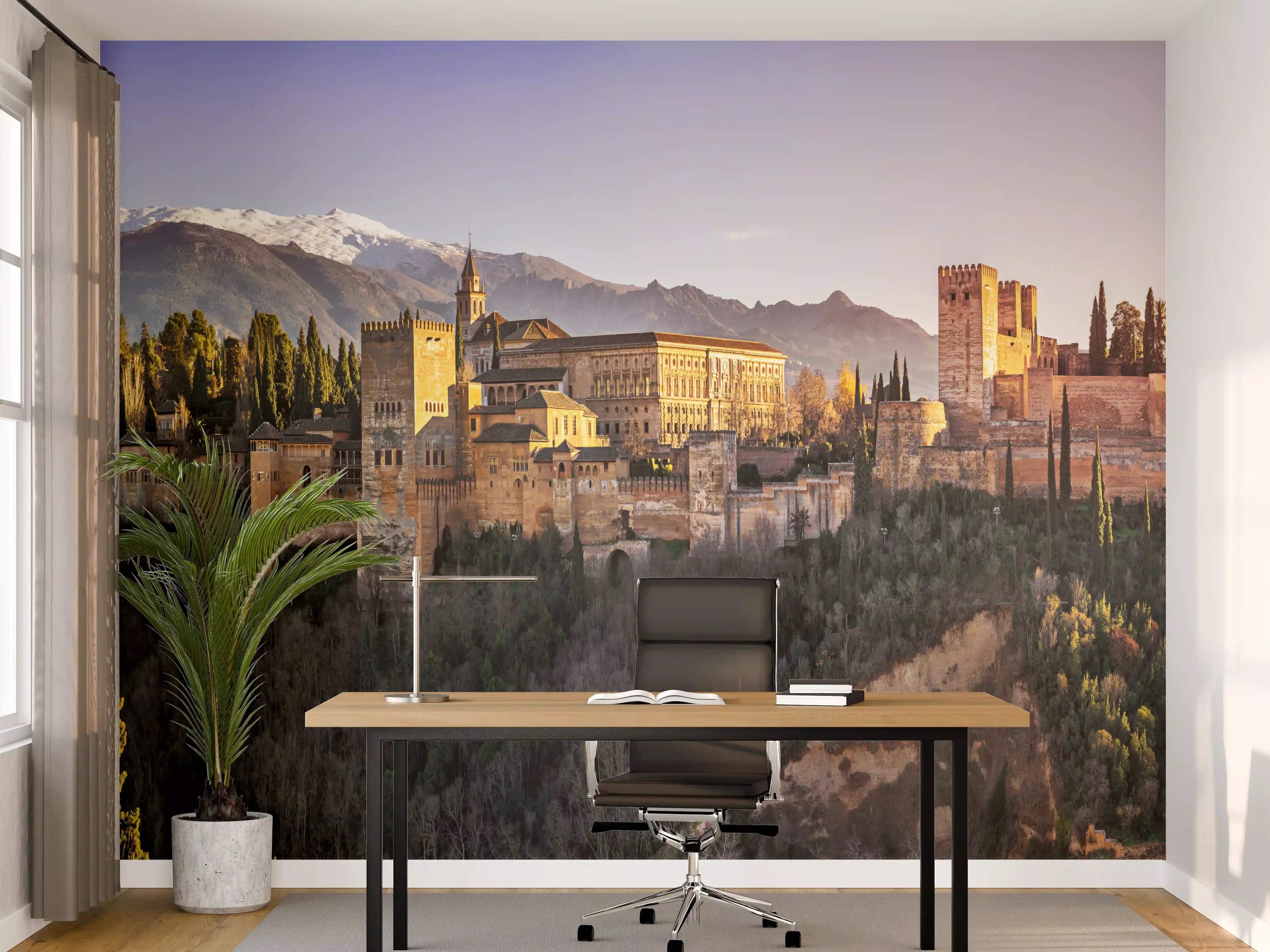 Büro Wandgestaltung - Aussicht auf Alhambra mit Comares-Turm