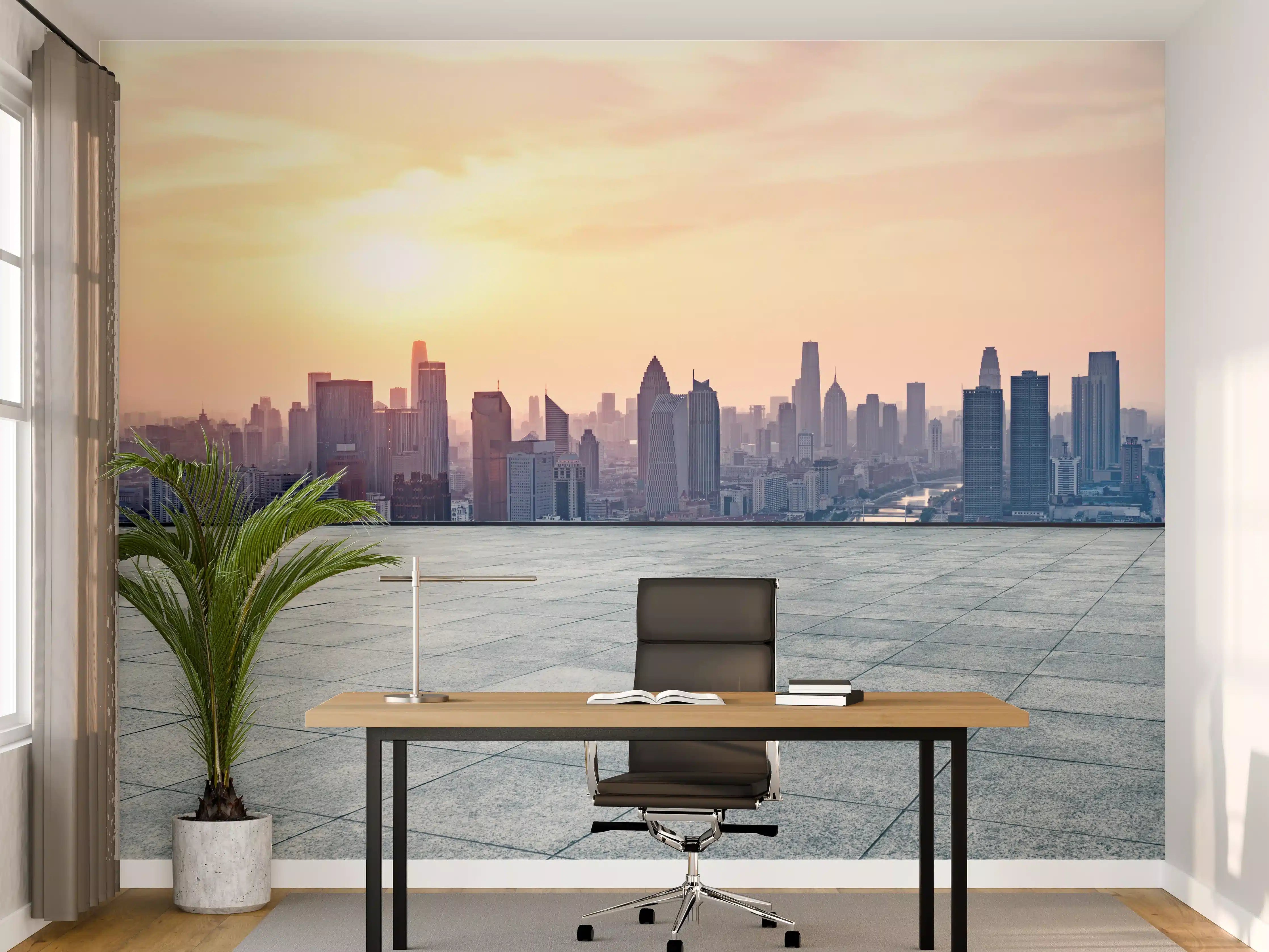 Büro Wandgestaltung - Aussicht auf die Skyline von Tianjin