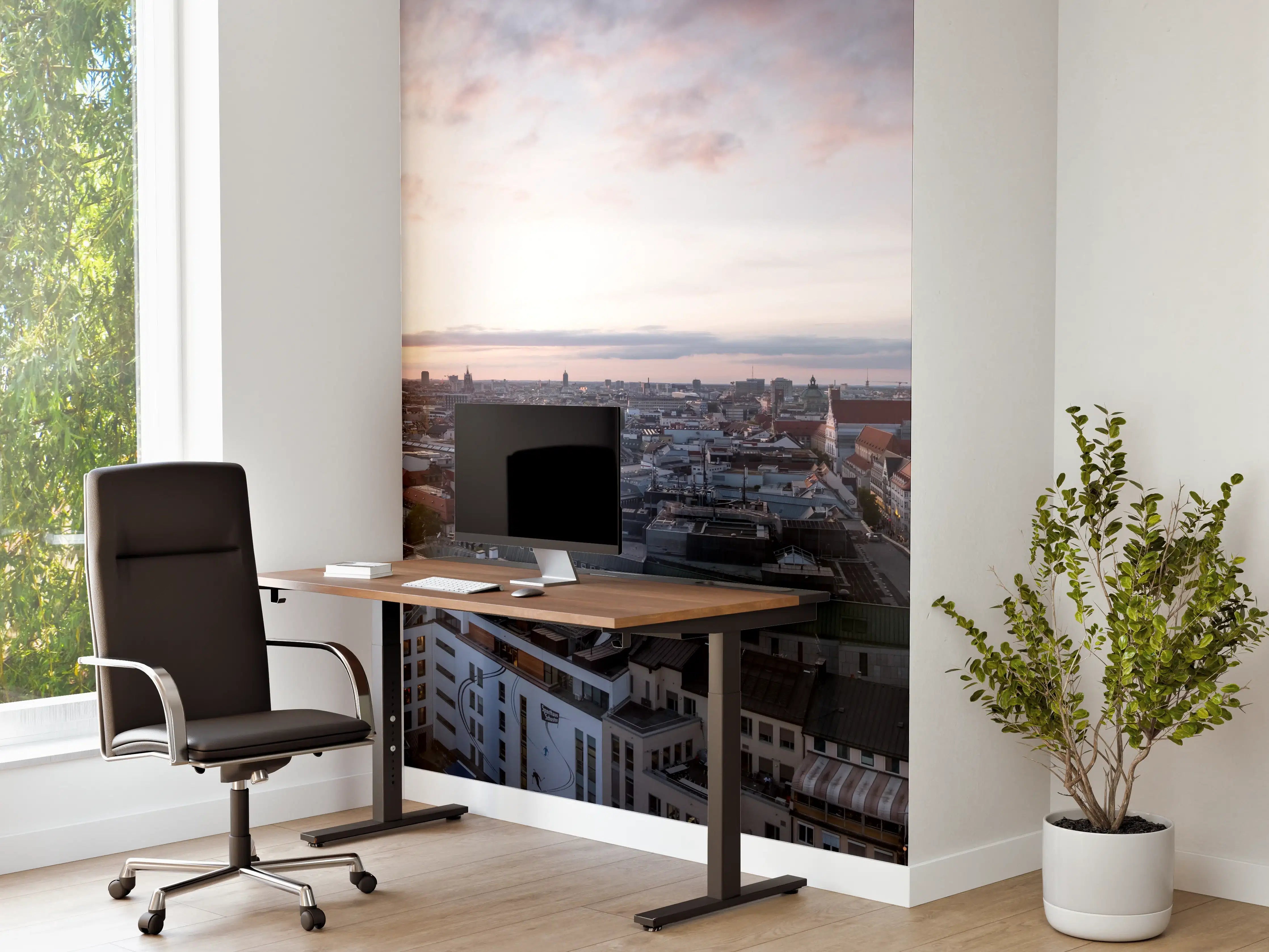 Büro Wandgestaltung - Aussicht über München mit Frauenkirche und Rathaus