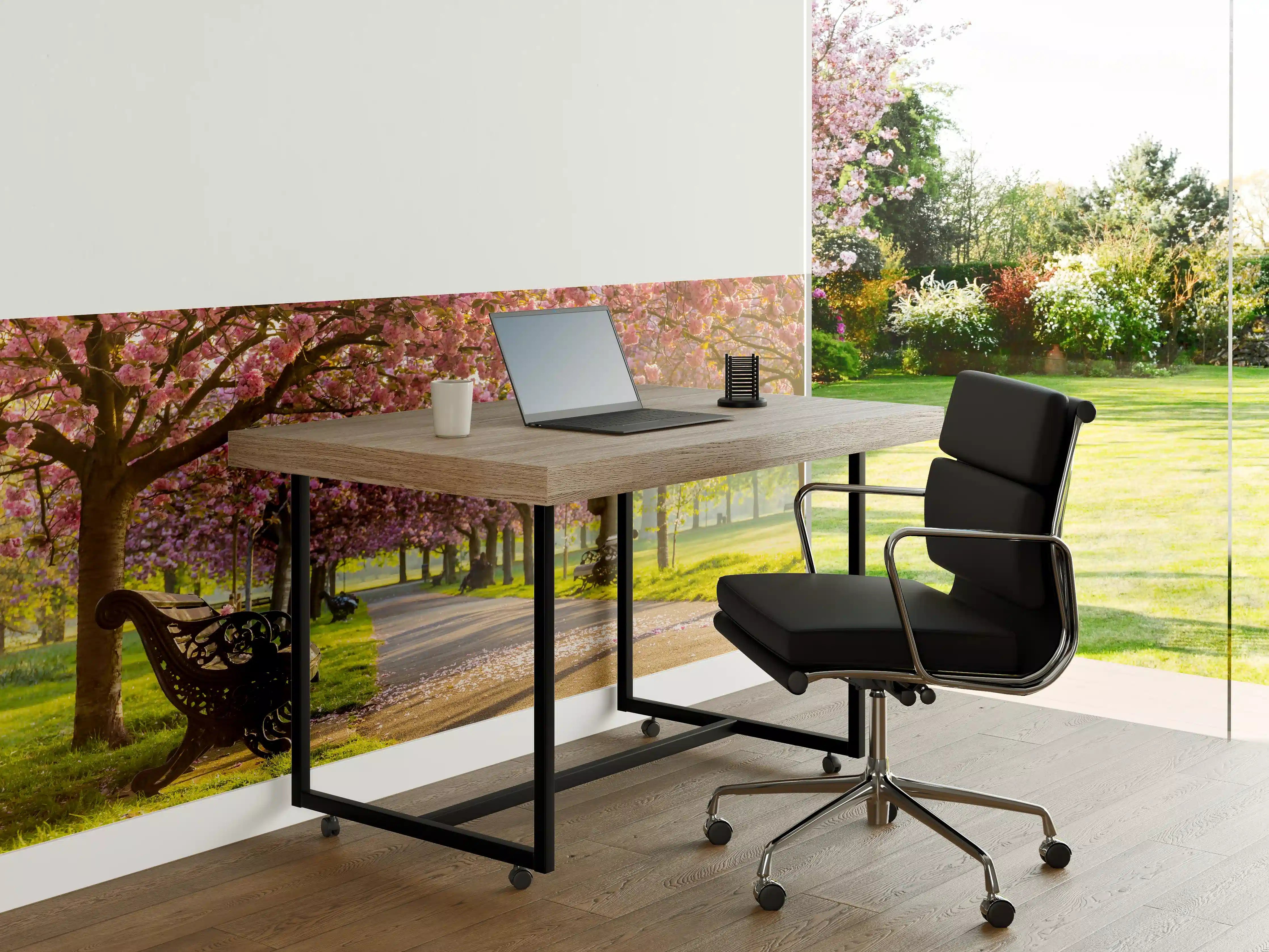 Büro Wandgestaltung - Bänke unter Kirschblütenbäumen