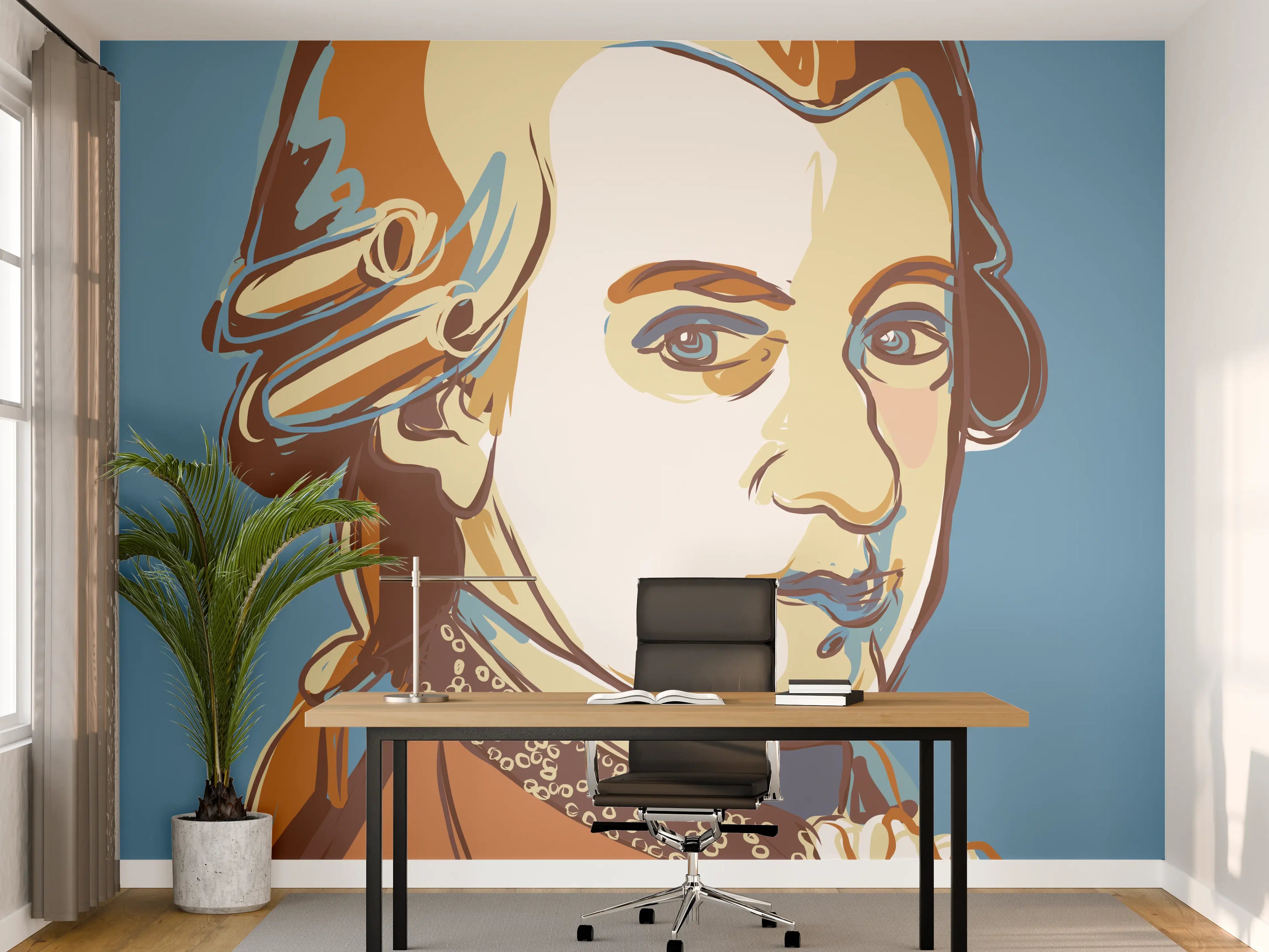 Büro Wandgestaltung - Barockporträt in warmen Brauntönen