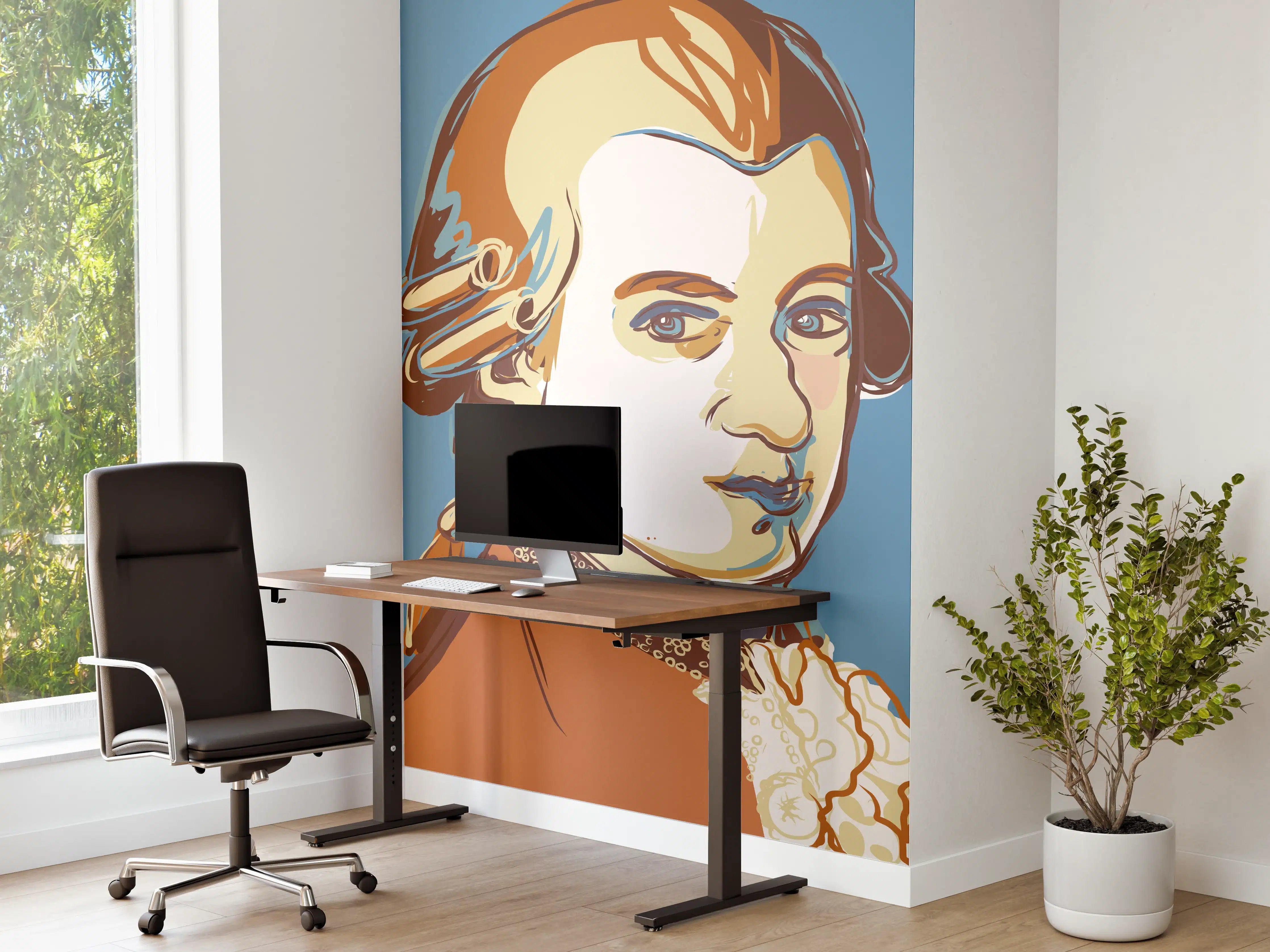 Büro Wandgestaltung - Barockporträt in warmen Brauntönen
