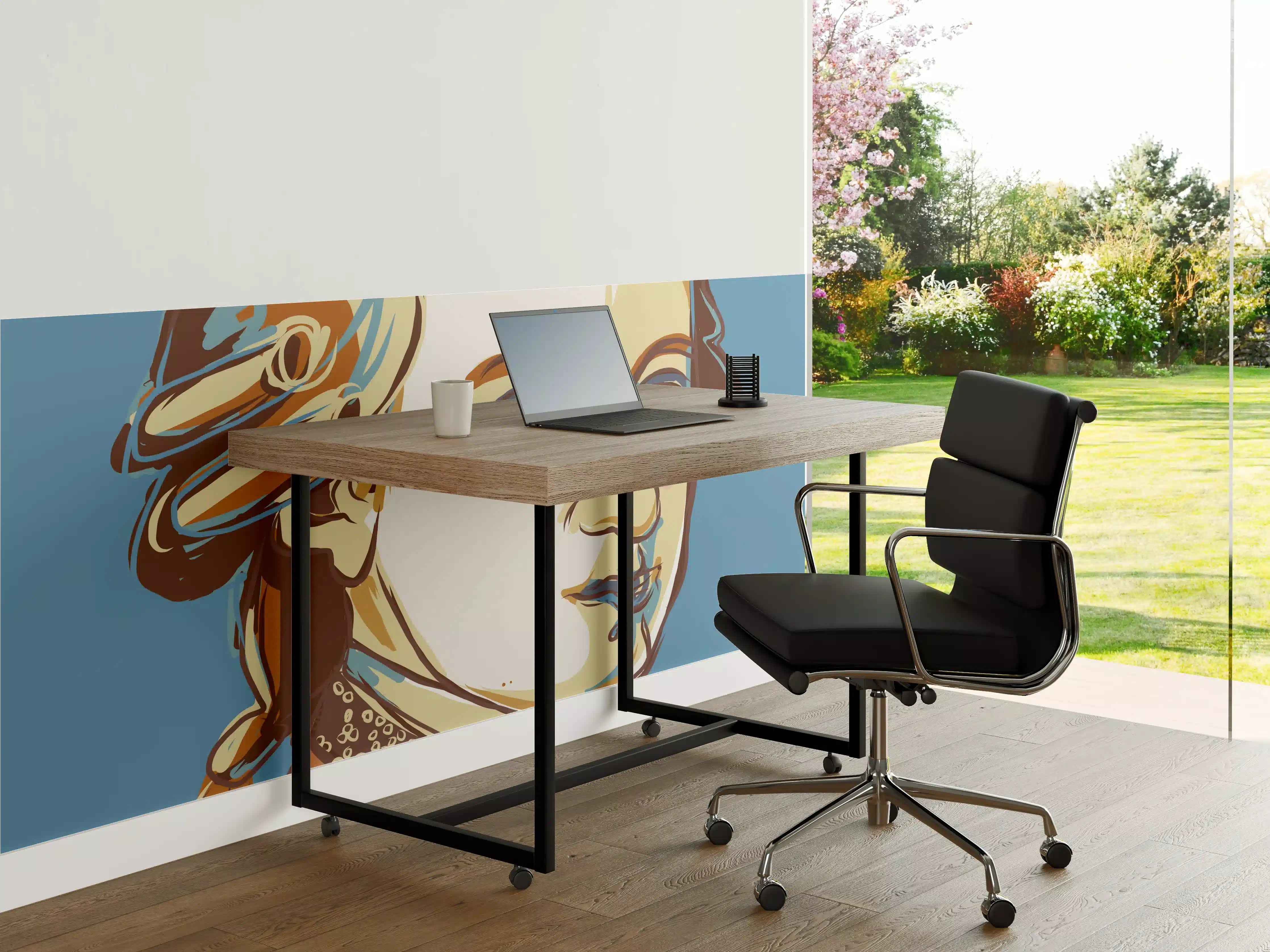 Büro Wandgestaltung - Barockporträt in warmen Brauntönen