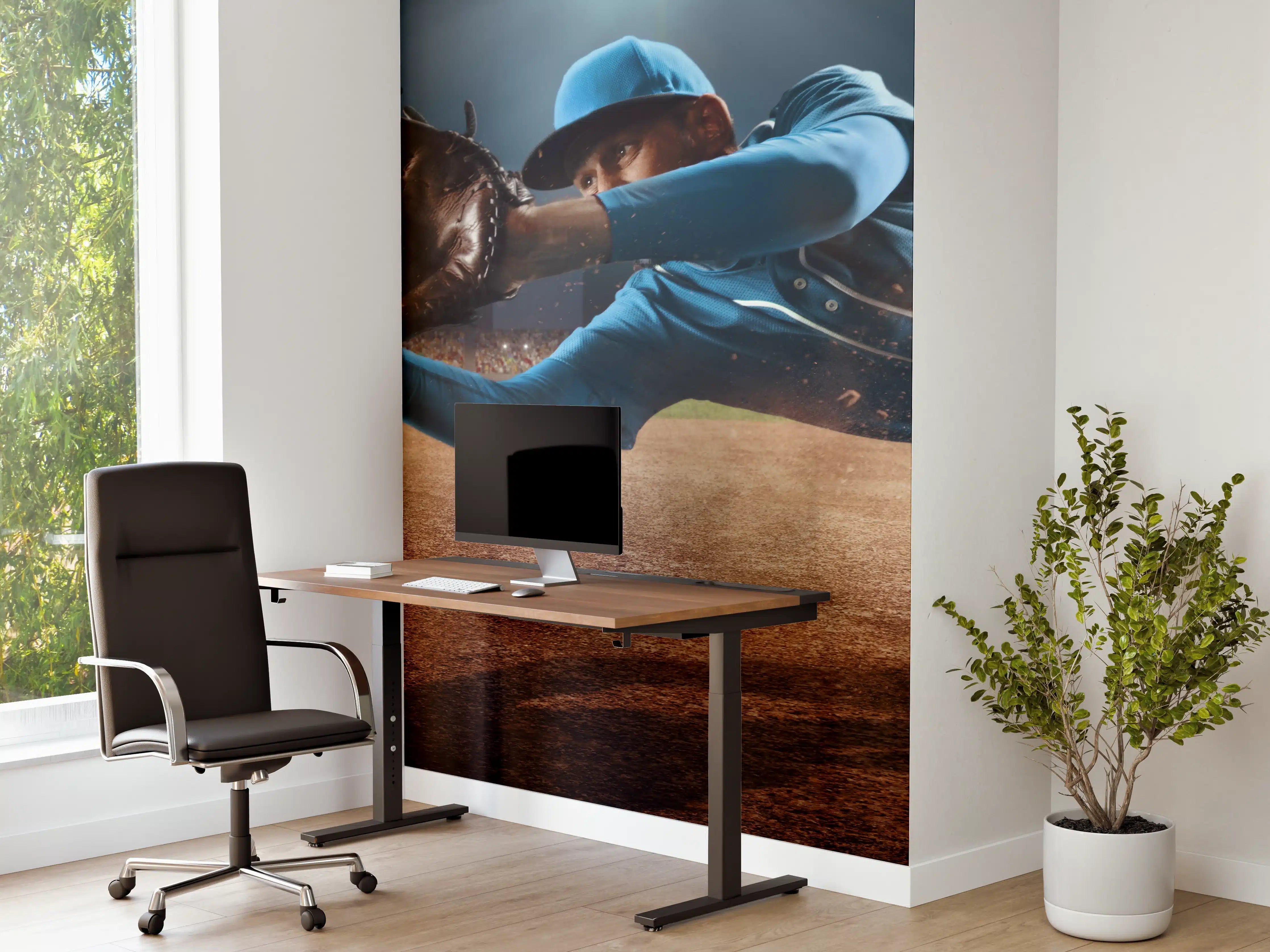 Büro Wandgestaltung - Baseballer fängt den Ball