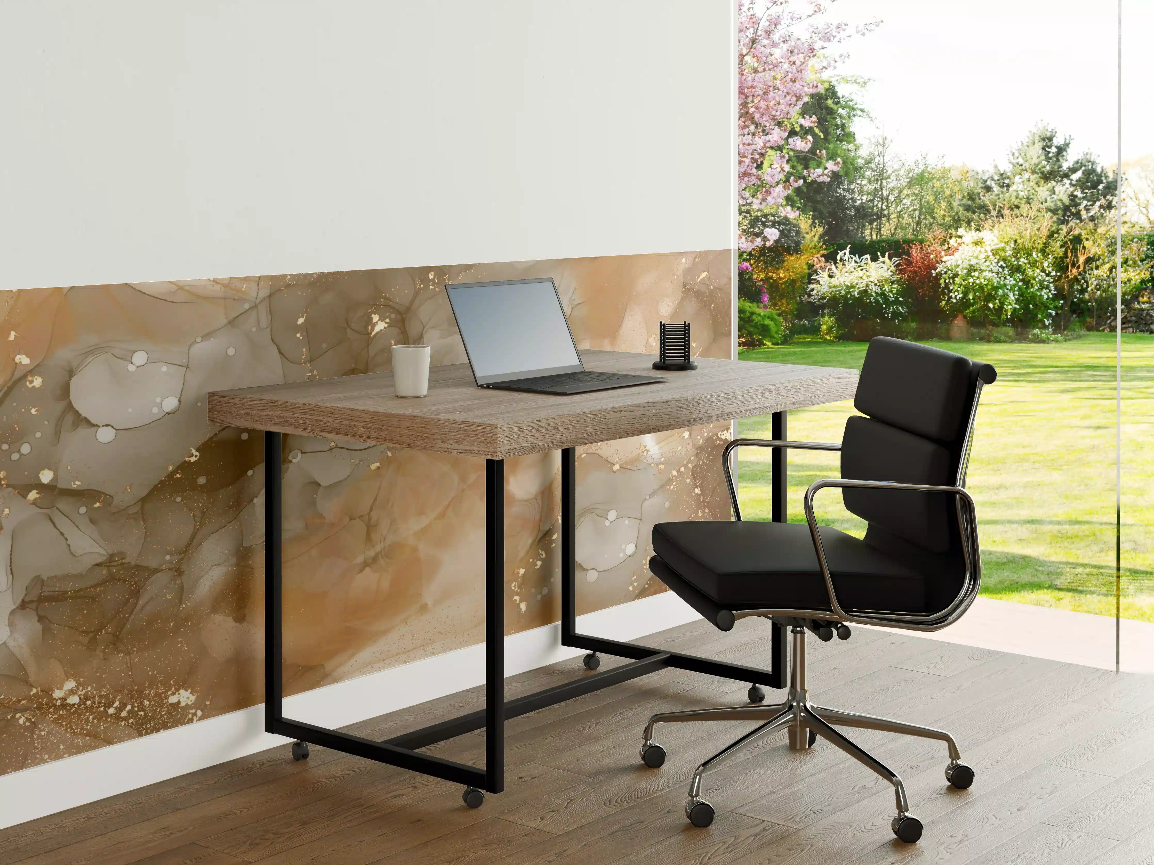 Büro Wandgestaltung - Beige- und Gold-Töne mit transparenten Akzenten