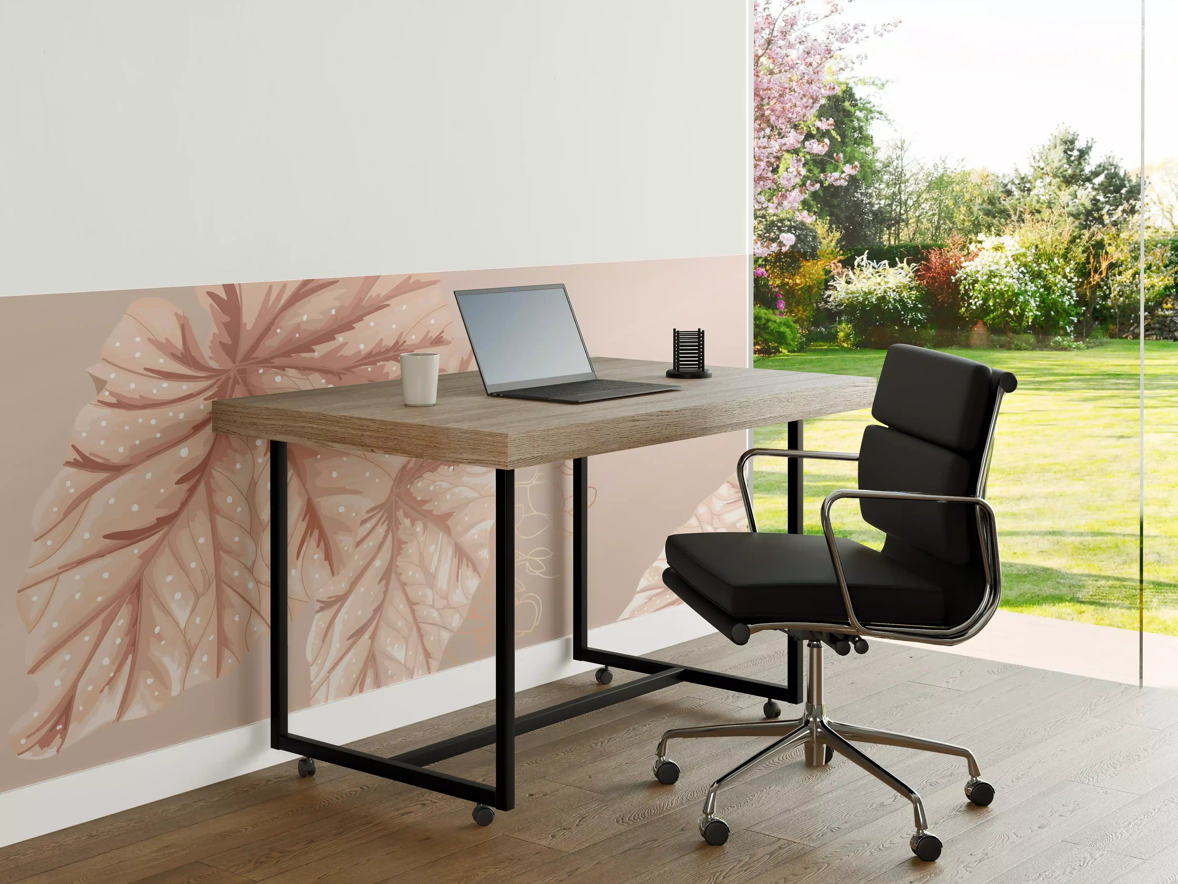 Büro Wandgestaltung - Beige Blätter Illustration