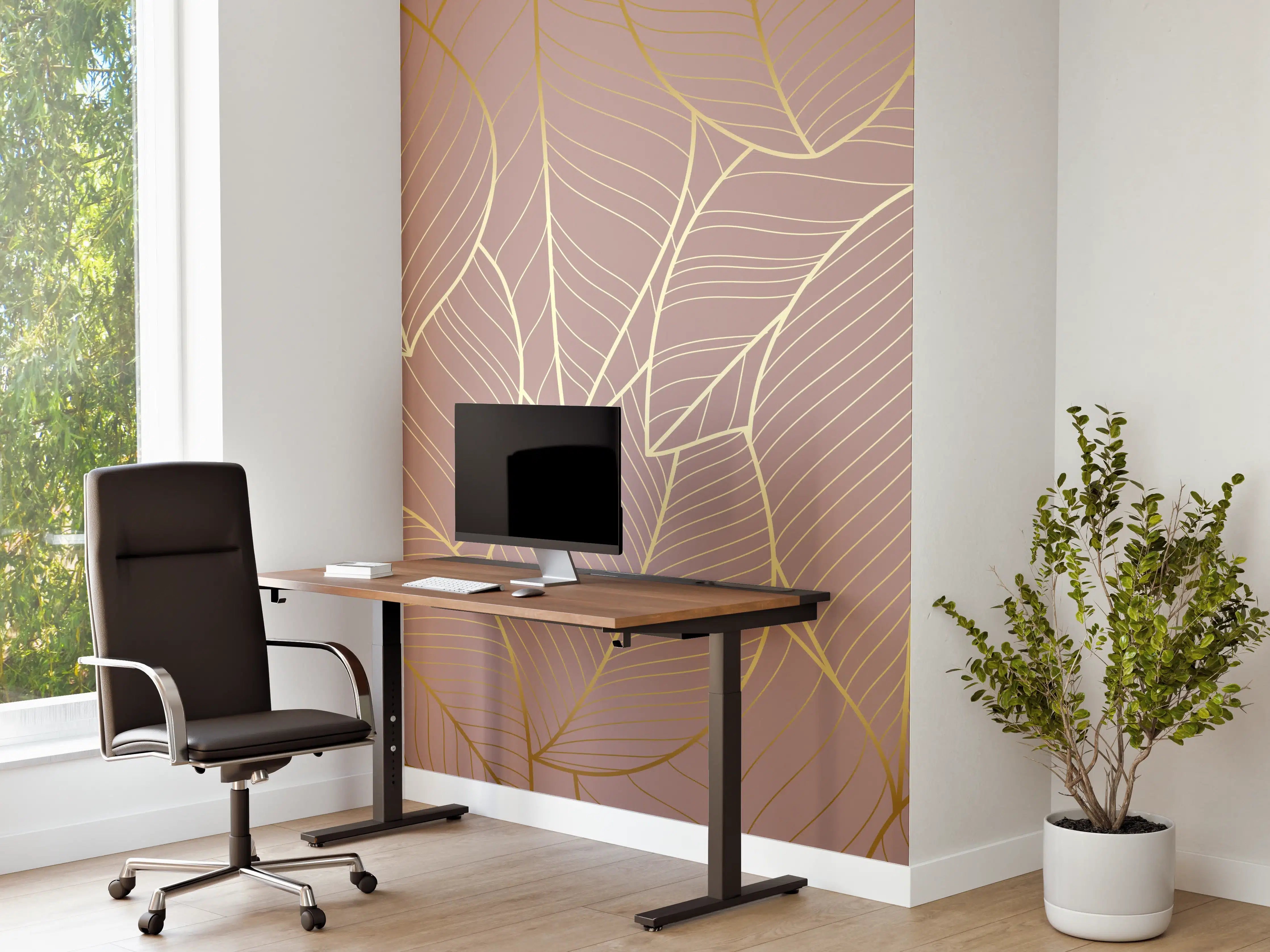 Büro Wandgestaltung - Beige Blattgold Struktur