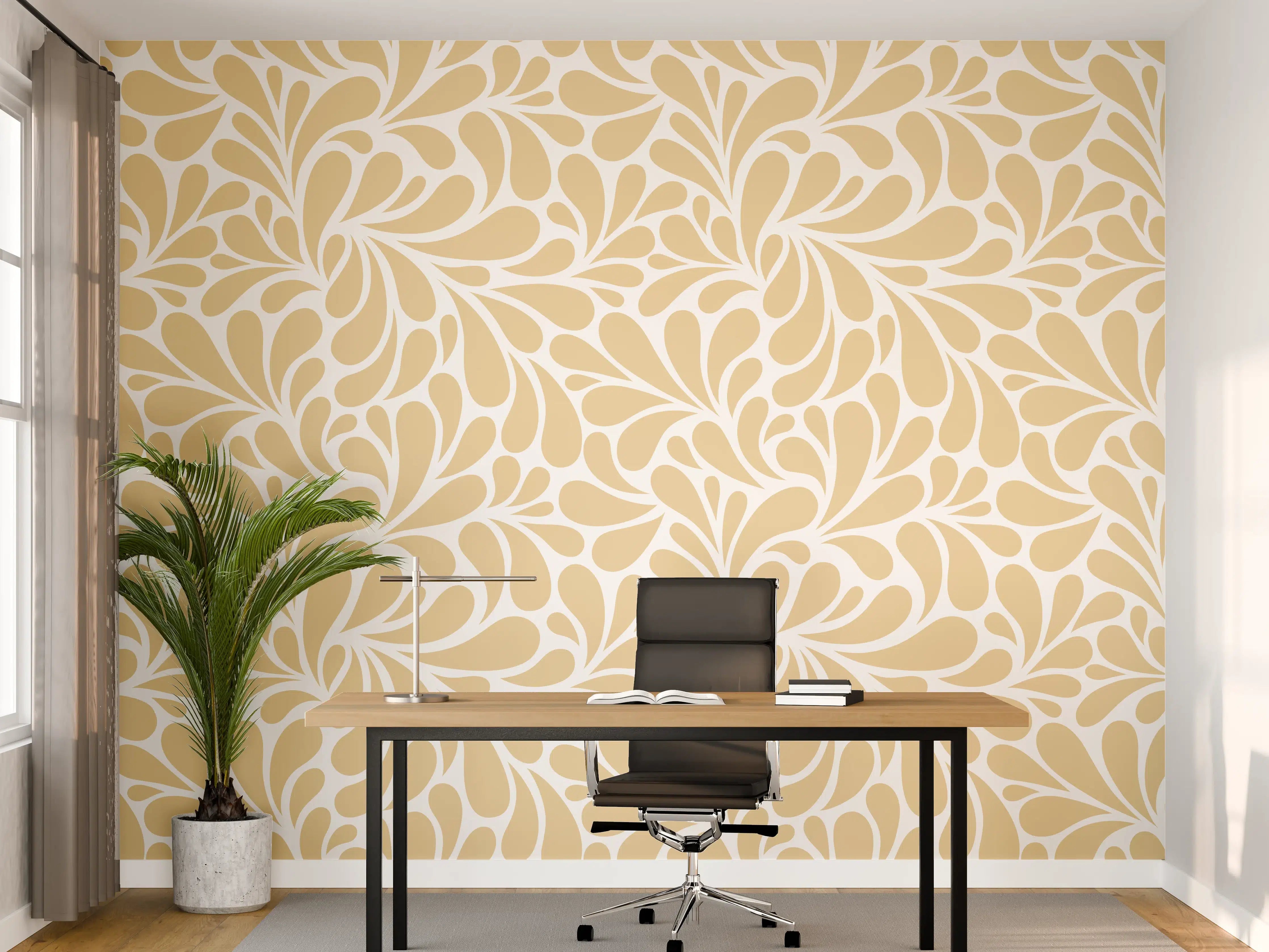 Büro Wandgestaltung - Beige-Blumenmuster-Design