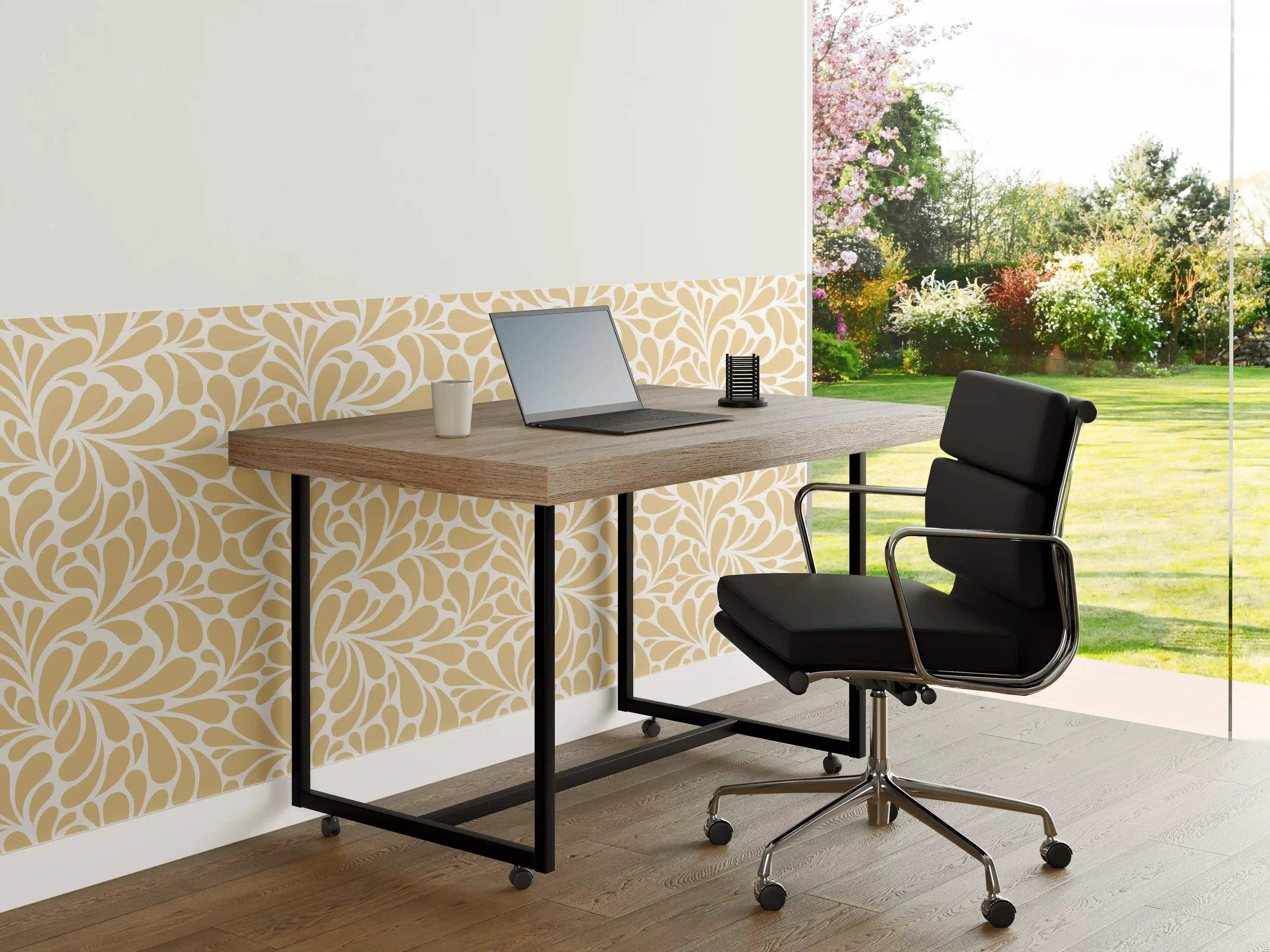 Büro Wandgestaltung - Beige-Blumenmuster-Design