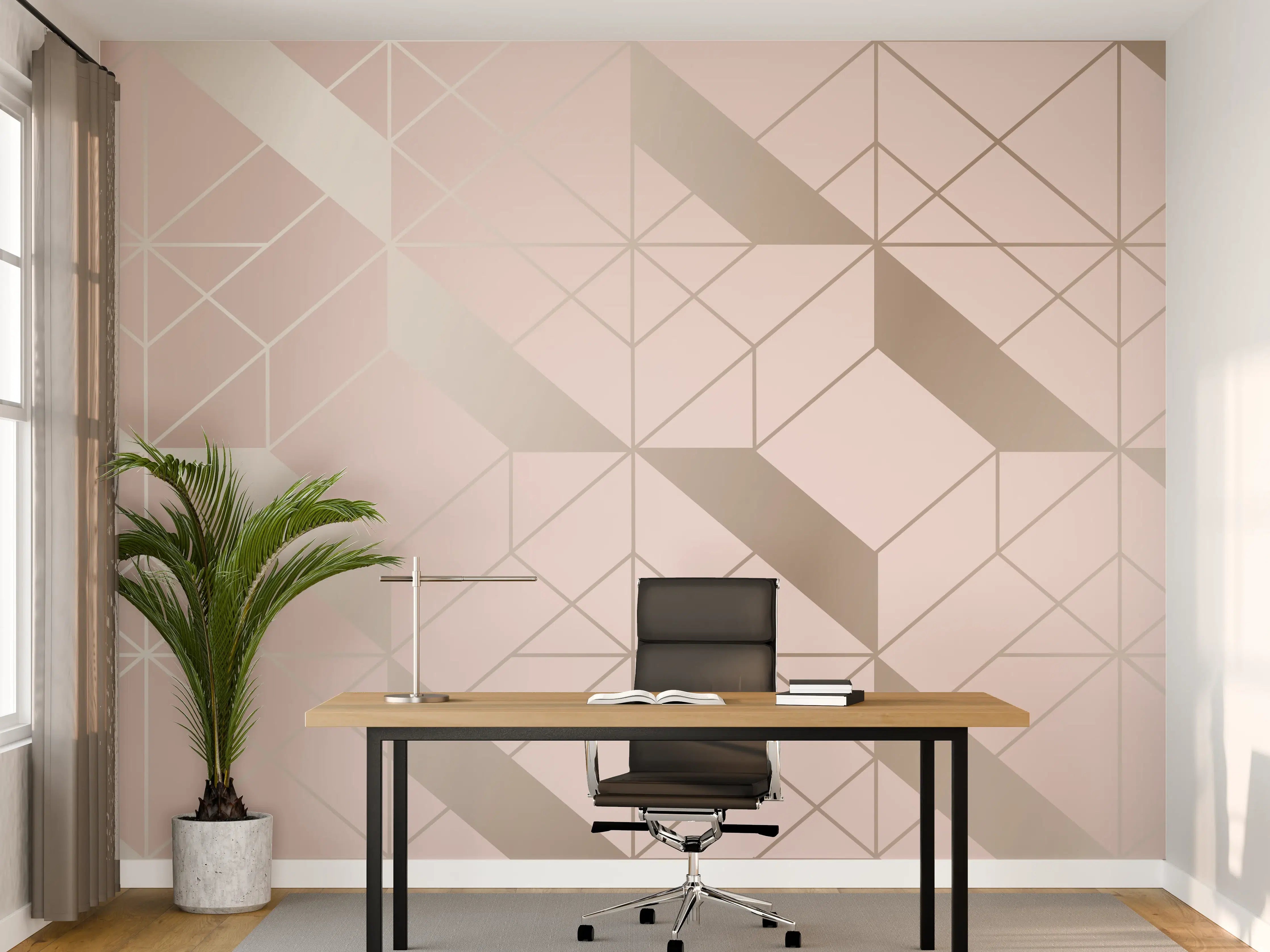 Büro Wandgestaltung - Beige Geometrie-Muster Tapete