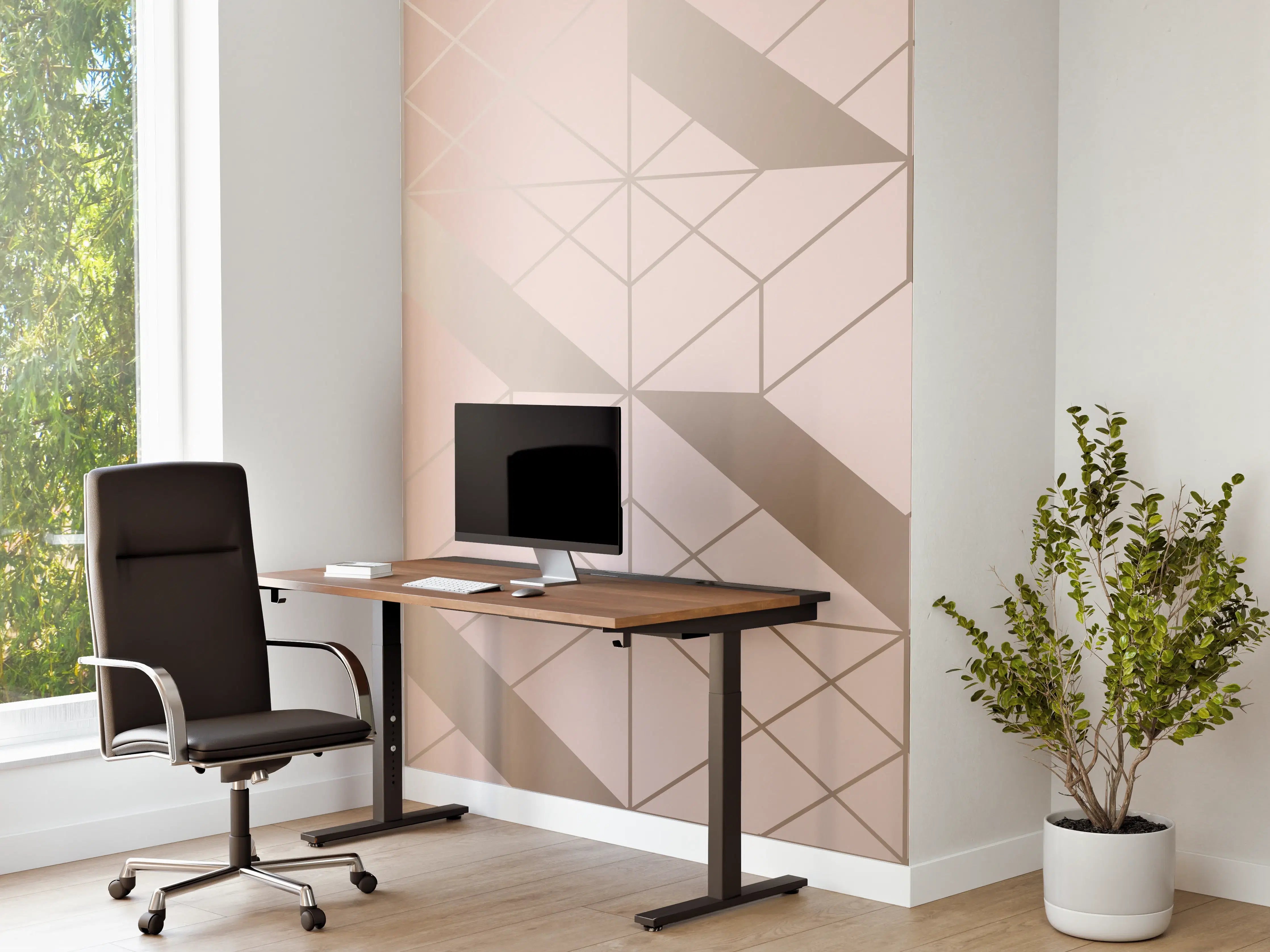 Büro Wandgestaltung - Beige Geometrie-Muster Tapete