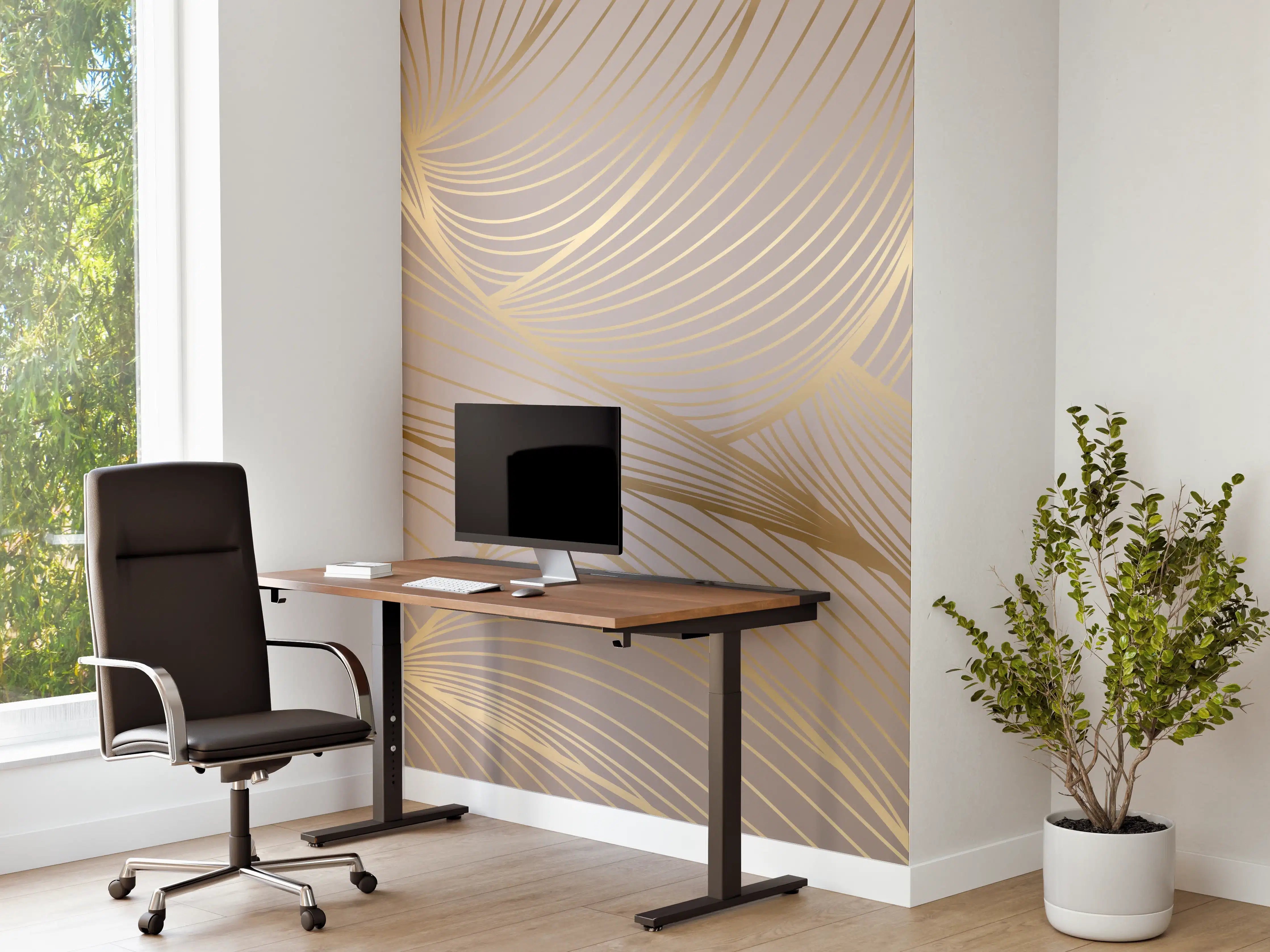 Büro Wandgestaltung - Beige-Goldene Linien Muster