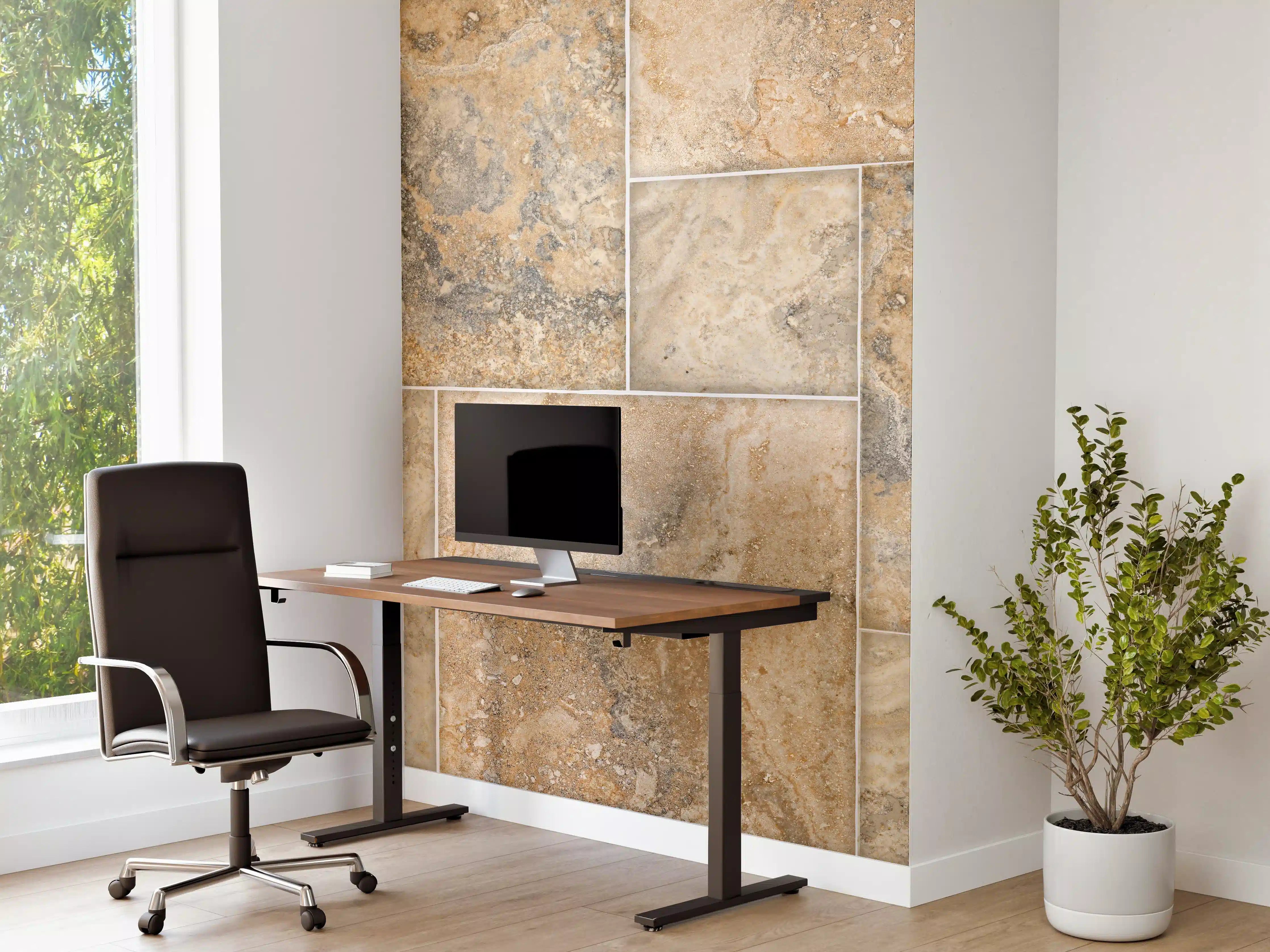 Büro Wandgestaltung - Beige Naturstein Wandtextur