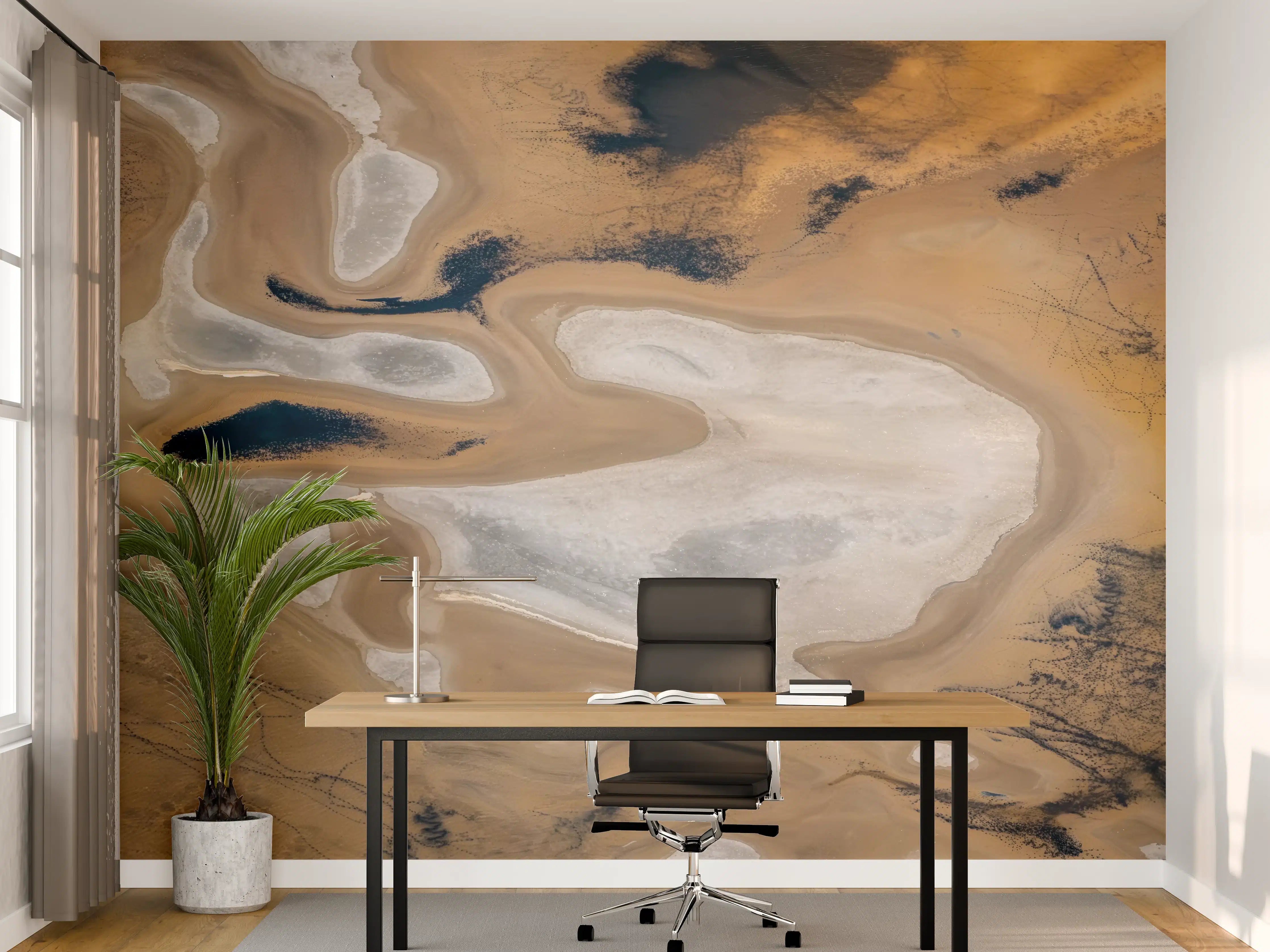 Büro Wandgestaltung - Beige Sand Abstraktion