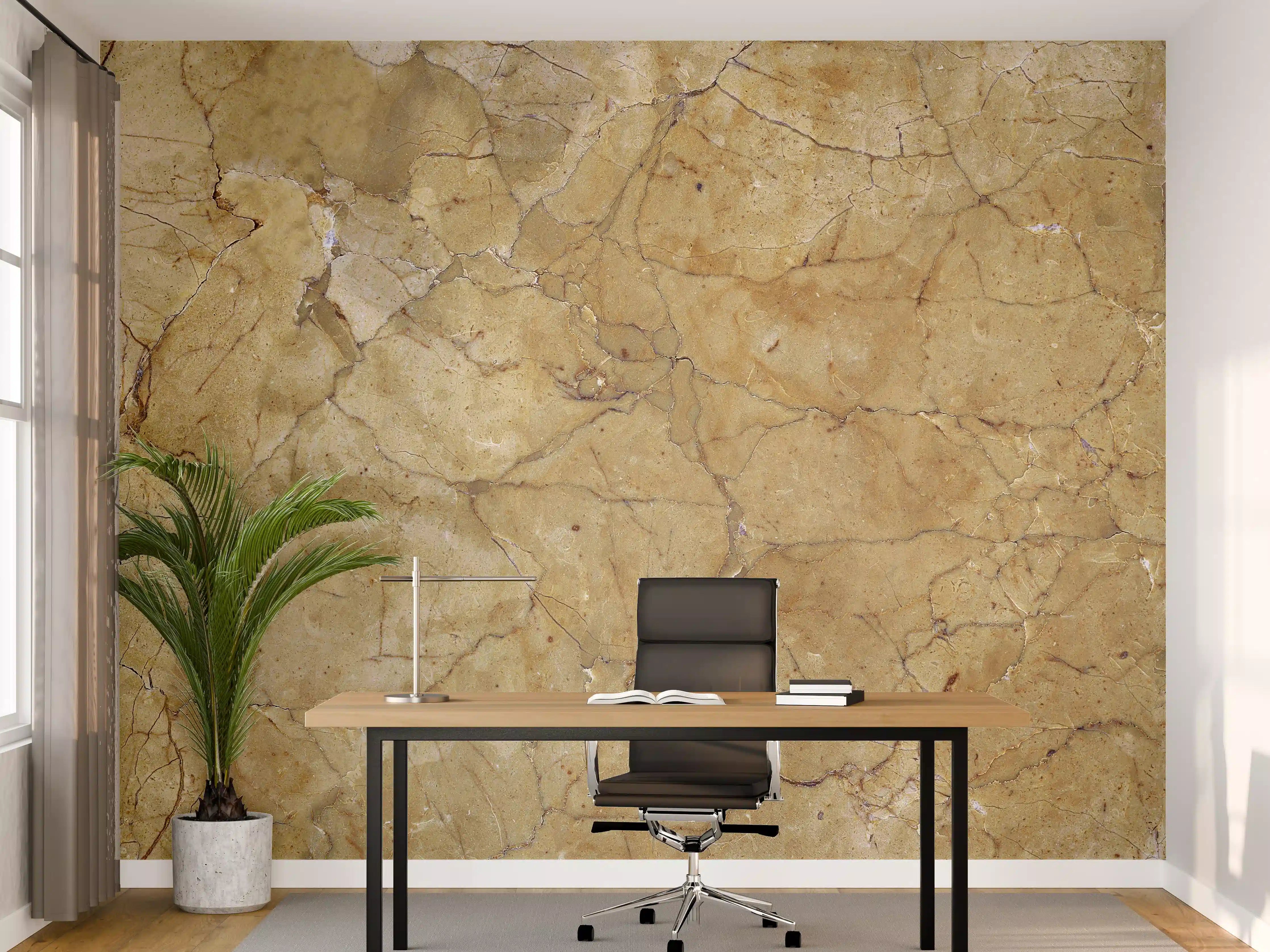 Büro Wandgestaltung - Beige Steinstruktur mit Rissen