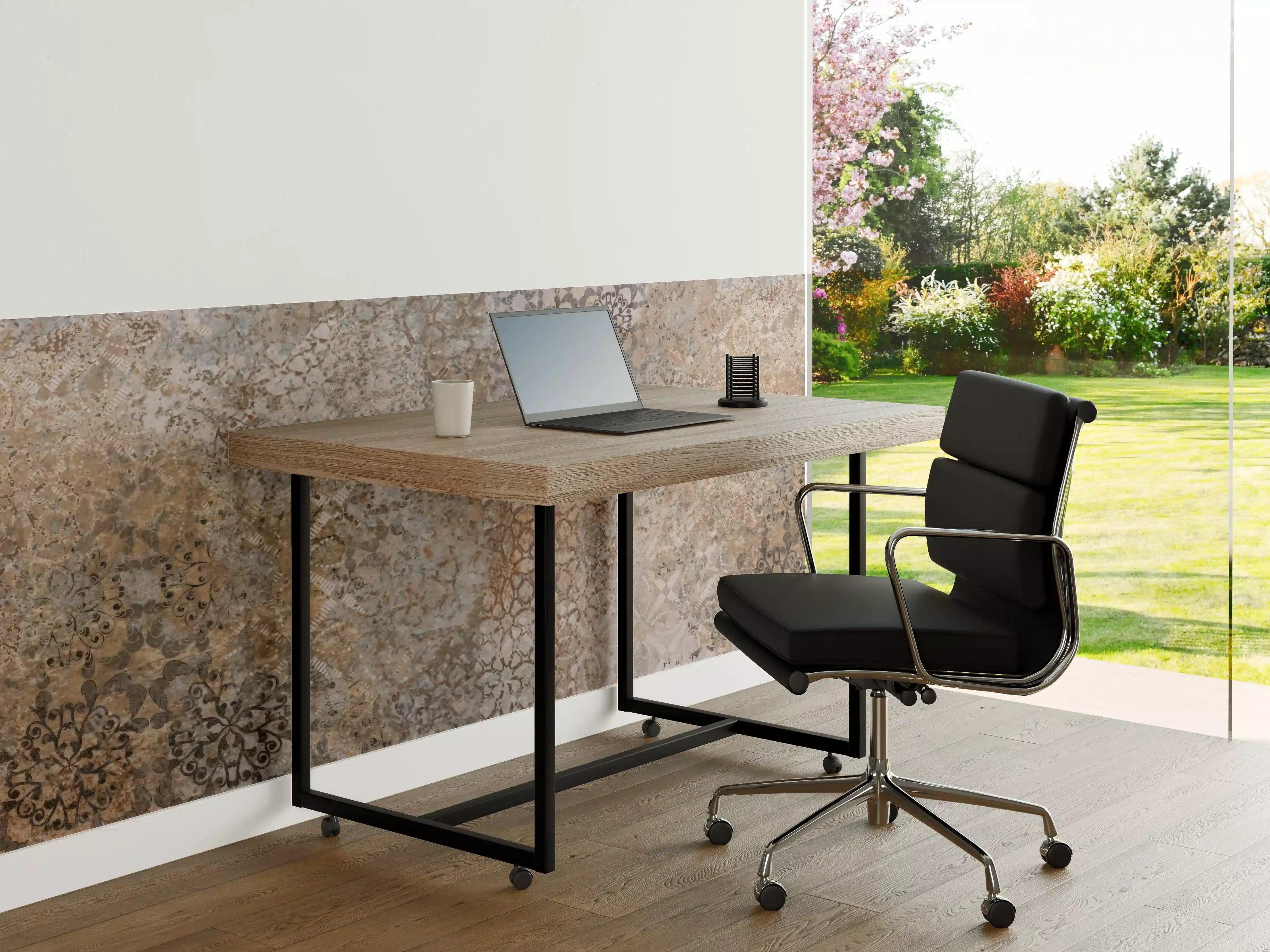 Büro Wandgestaltung - Beige Vintage Blumenmuster im Tapeten-Stil