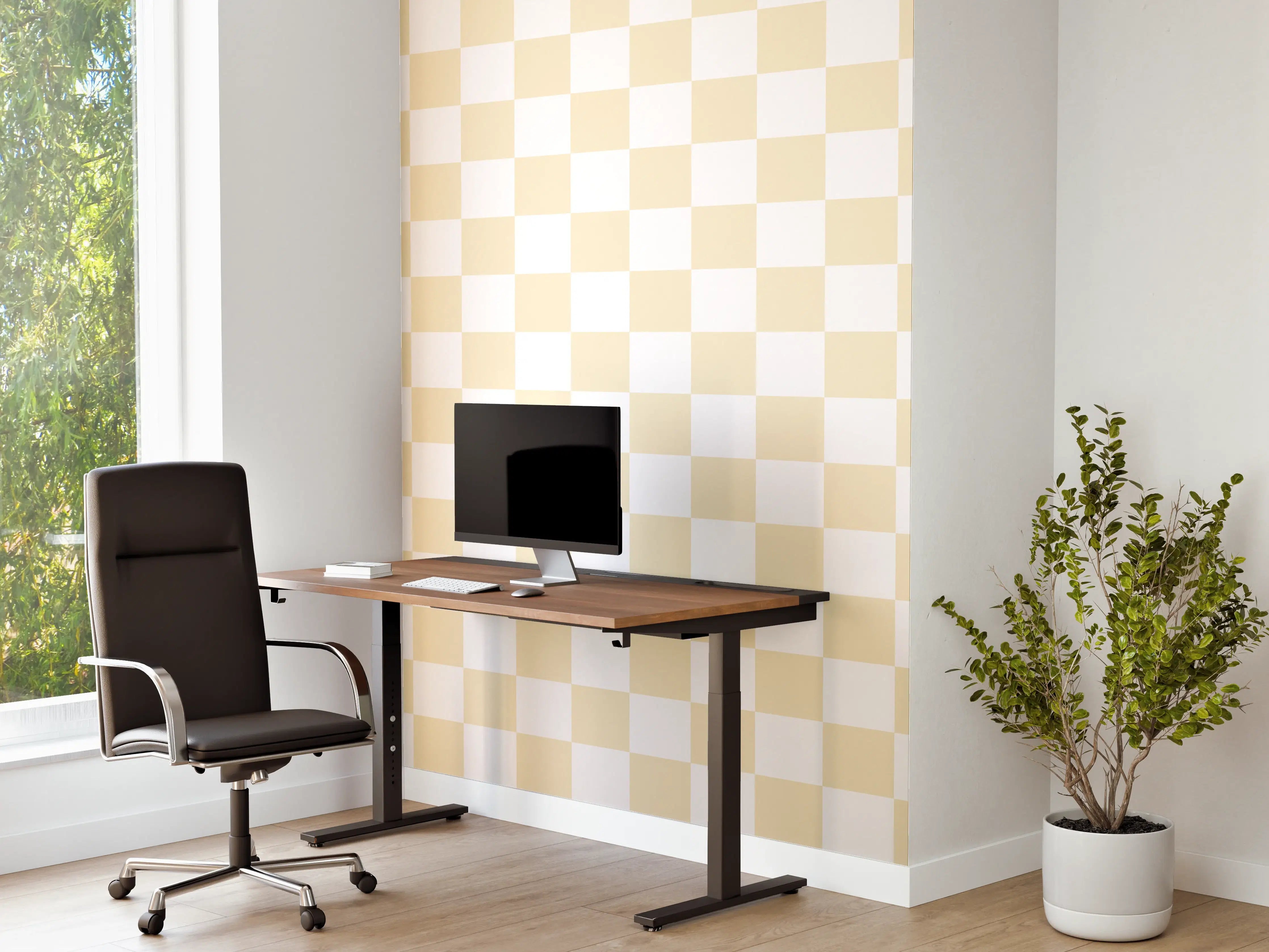 Büro Wandgestaltung - Beige-Weiße Retro-Fliese