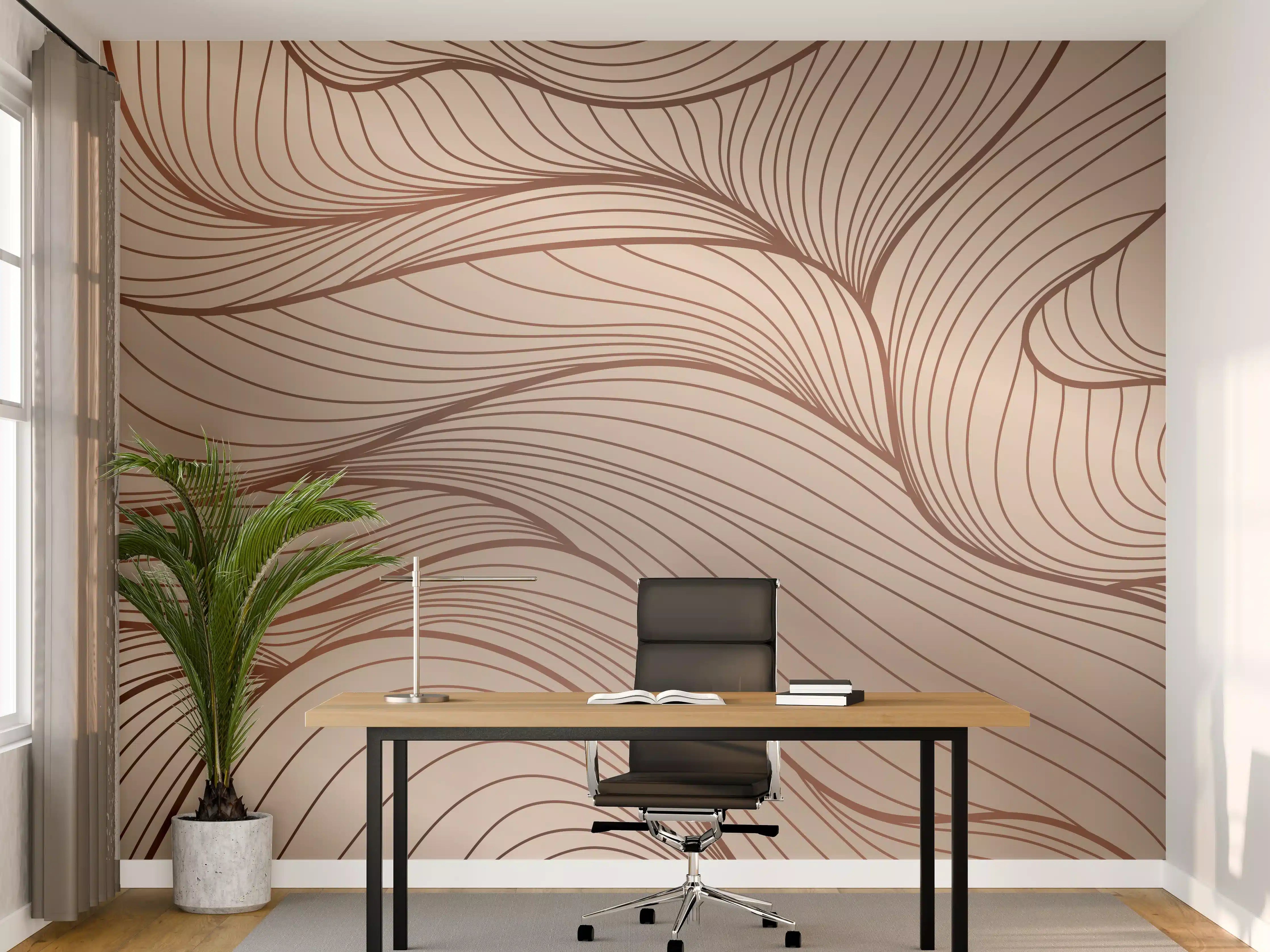 Büro Wandgestaltung - Beige Wellenlinien Textur
