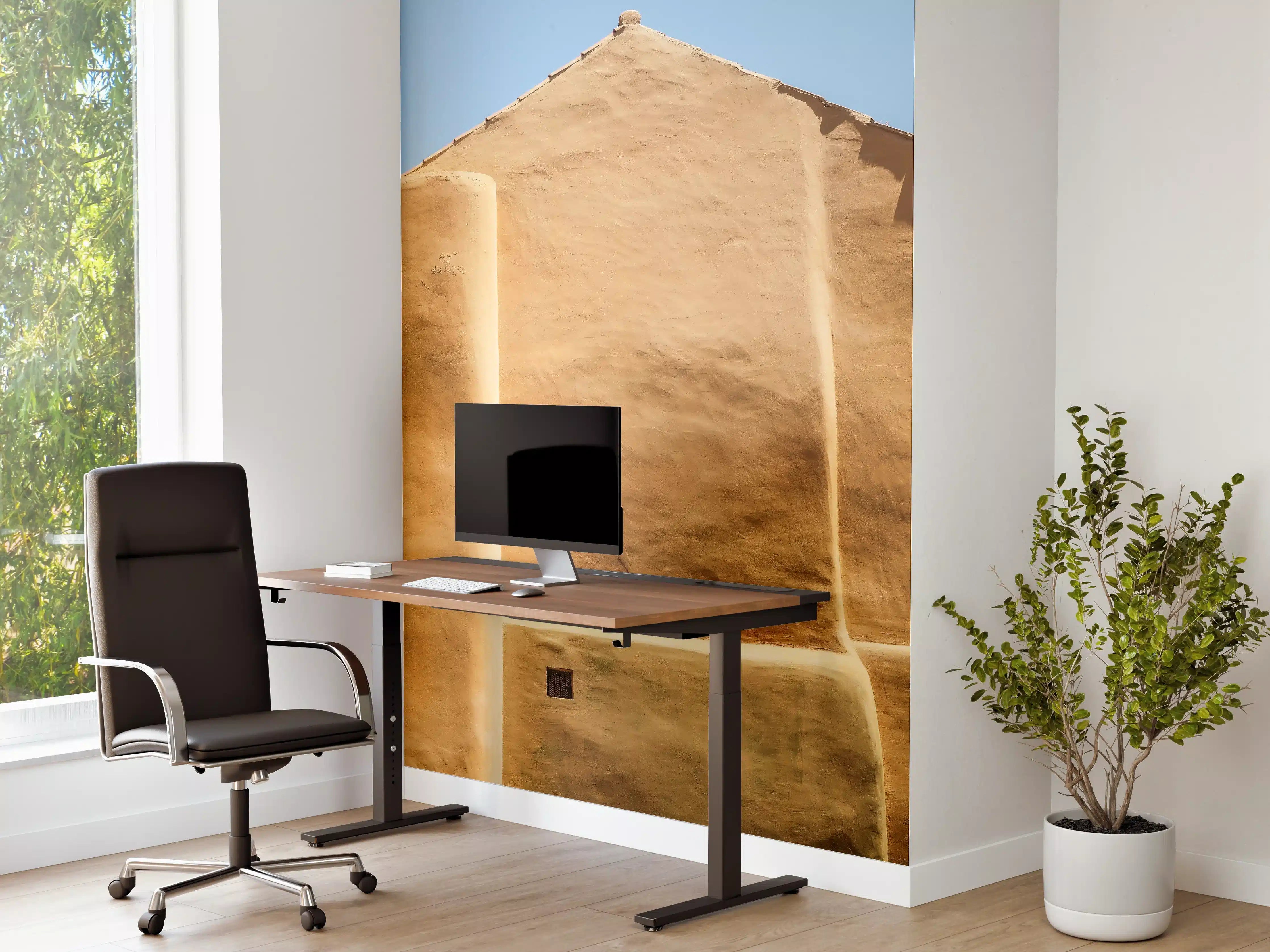 Büro Wandgestaltung - Beigefarbene Lehmhaus-Fassade
