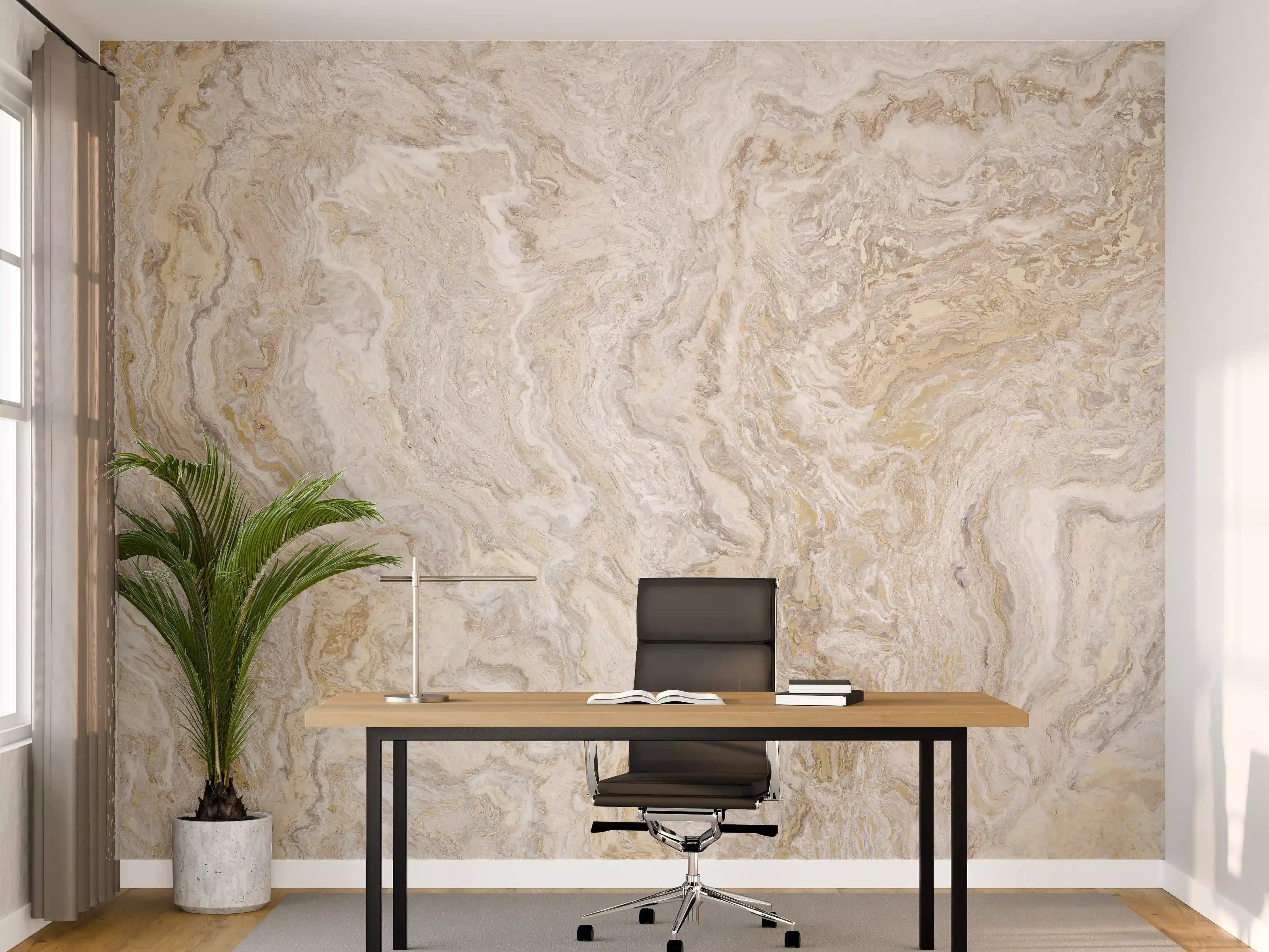 Büro Wandgestaltung - Beiger Travertinmarmor