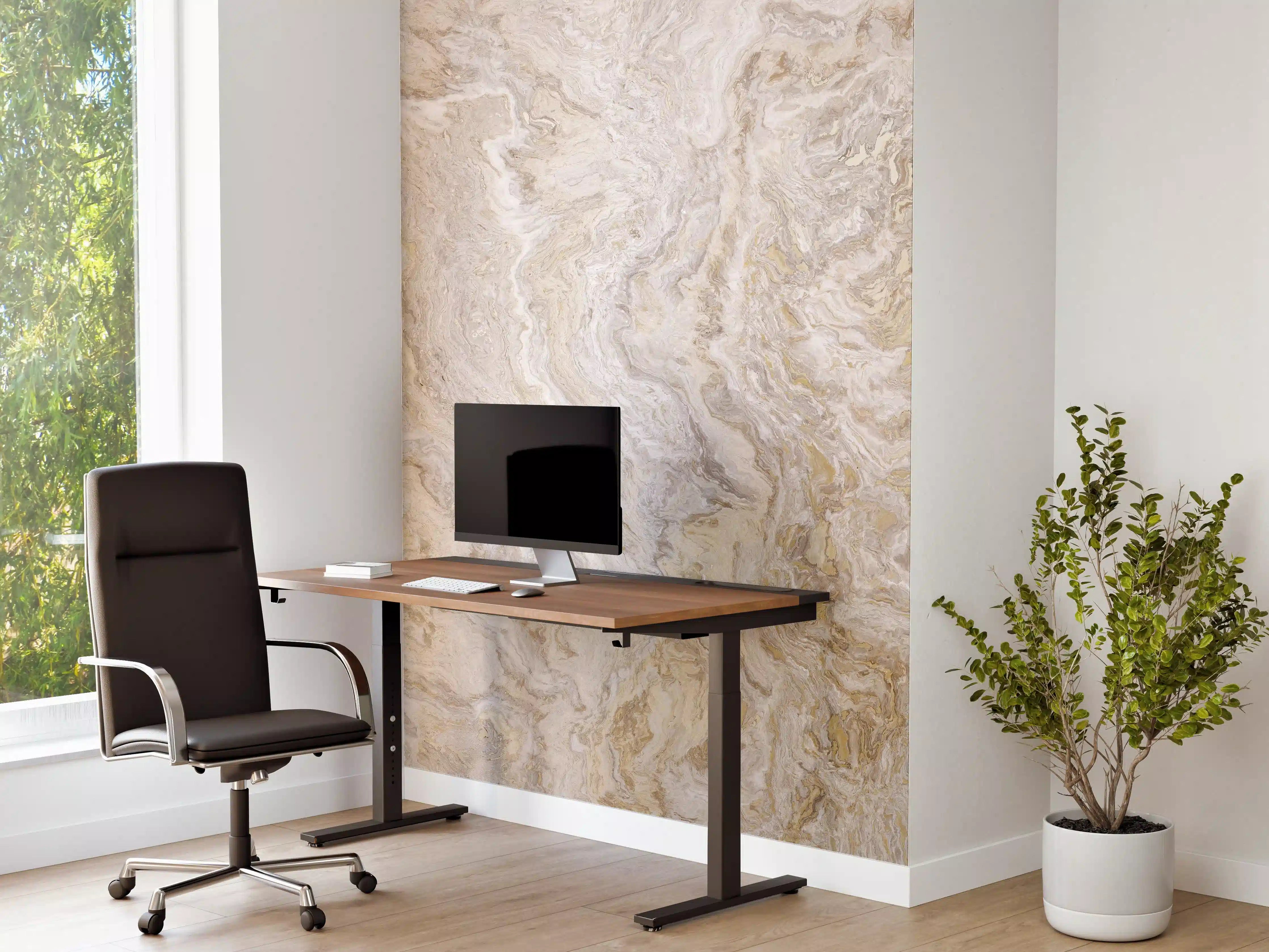 Büro Wandgestaltung - Beiger Travertinmarmor