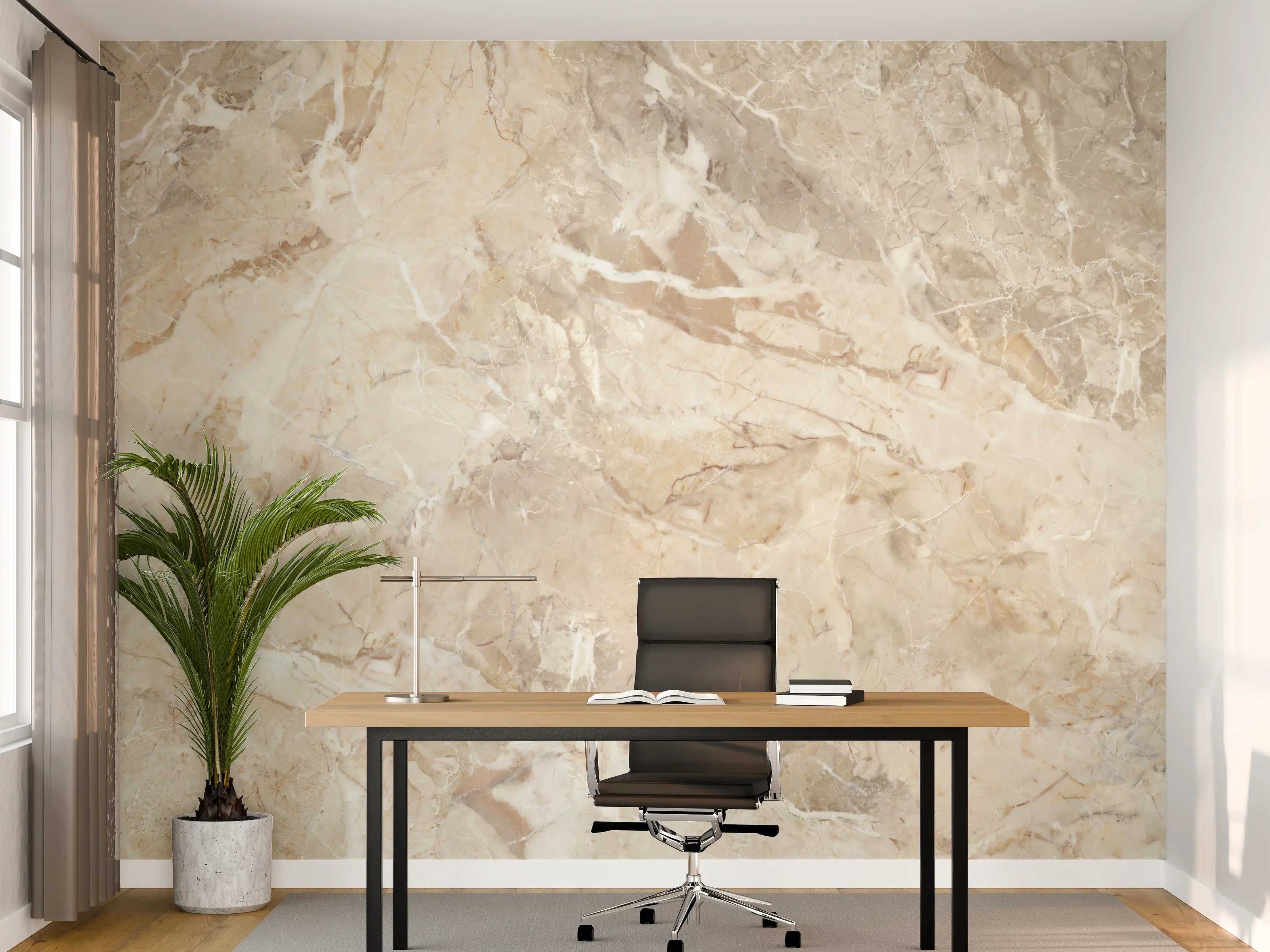 Büro Wandgestaltung - Beiges abstraktes Marmordesign