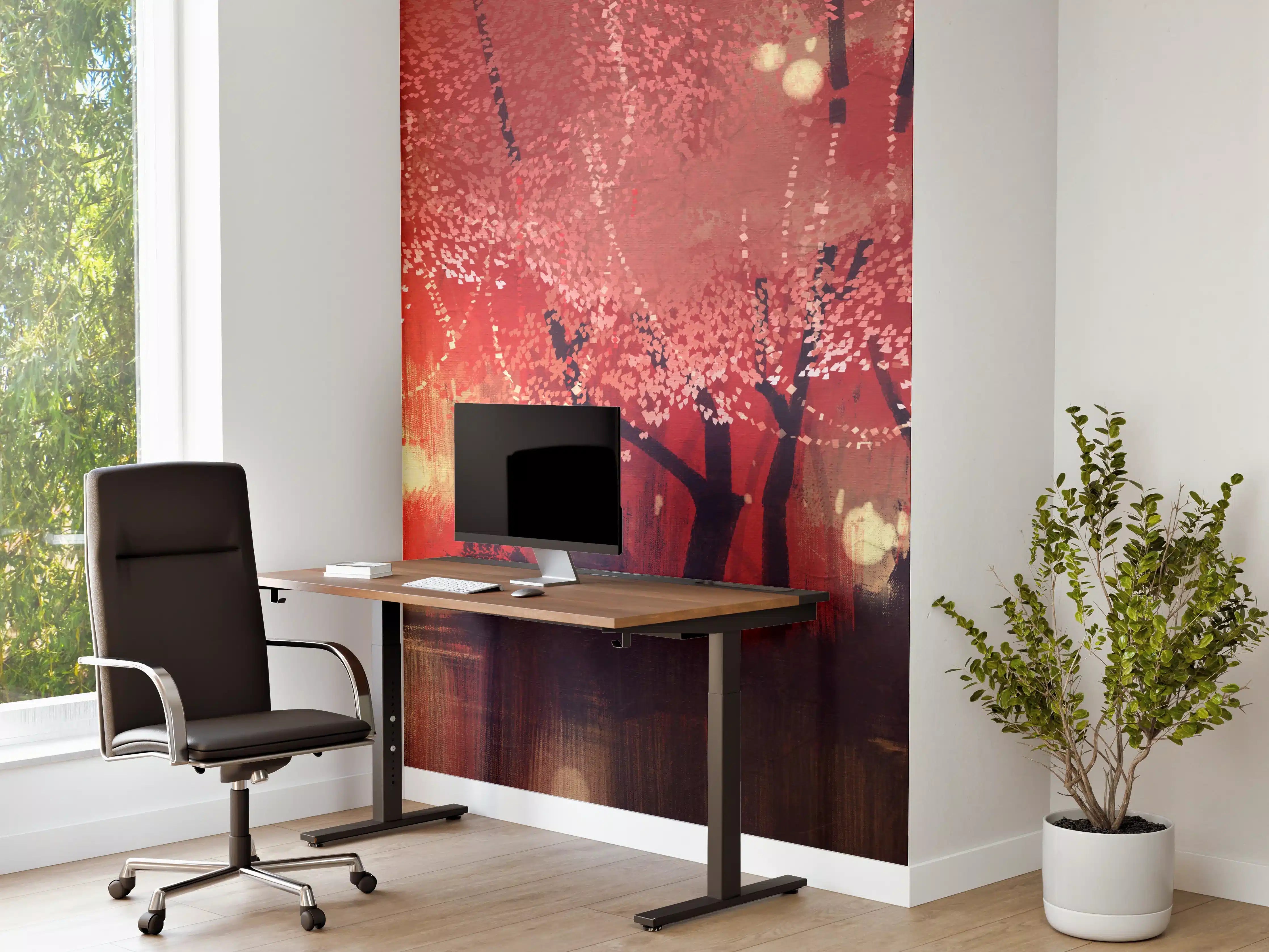 Büro Wandgestaltung - Beleuchteter Baum im nächtlichen Park