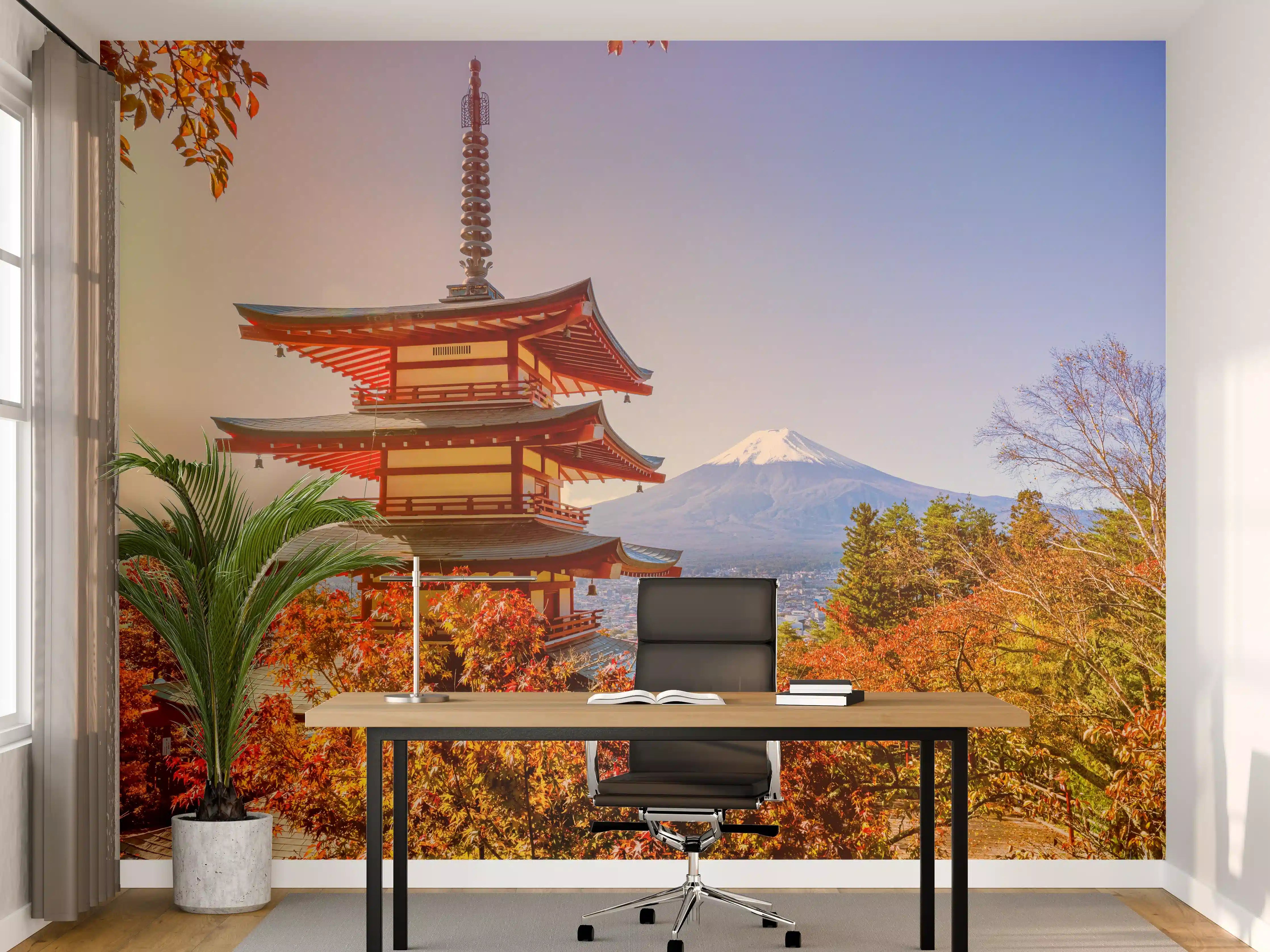 Büro Wandgestaltung - Berg Fuji und der traditionelle Chureito-Pagodenschrein