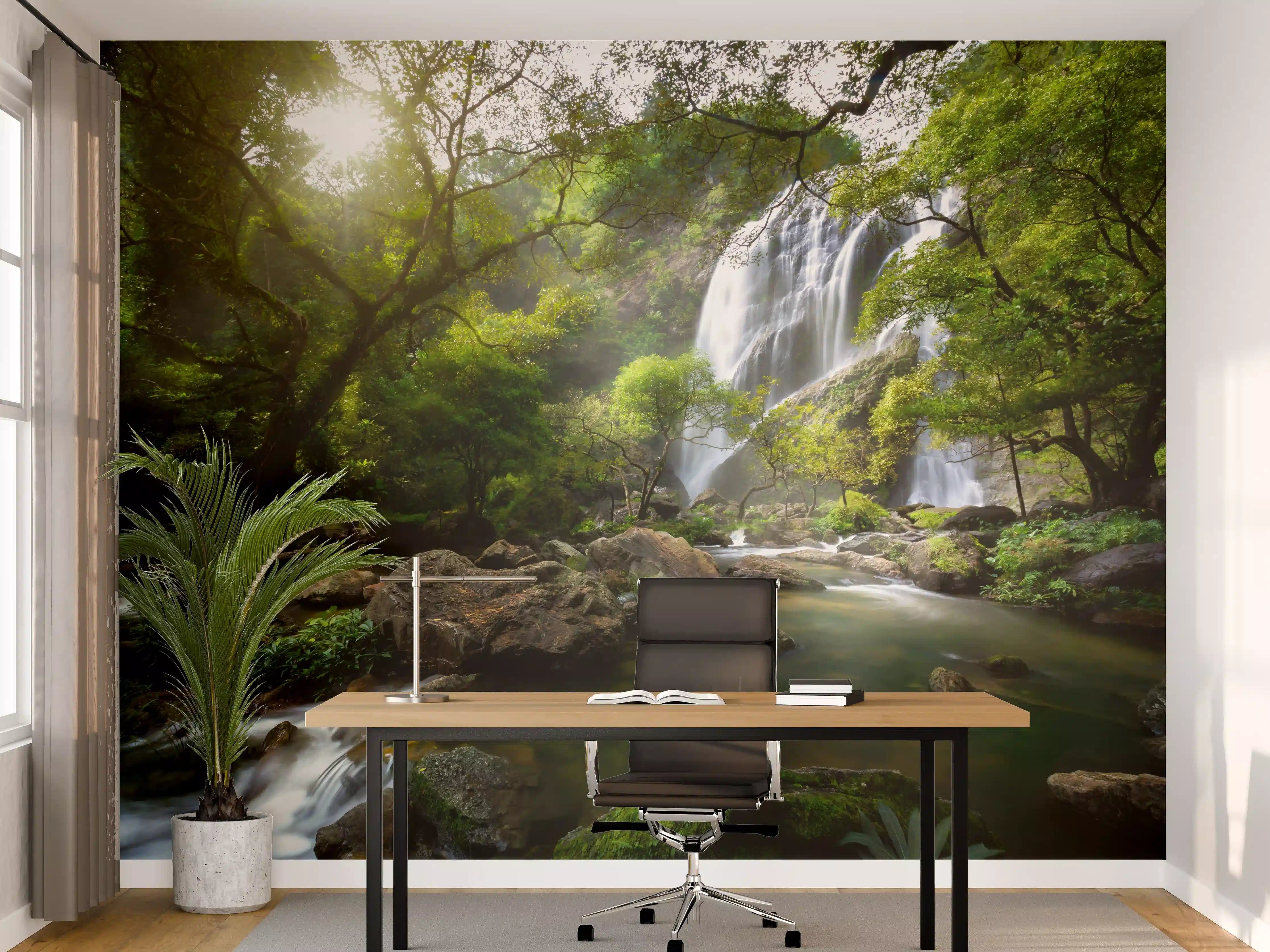 Büro Wandgestaltung - Bergbach und Wasserfall in Thailand