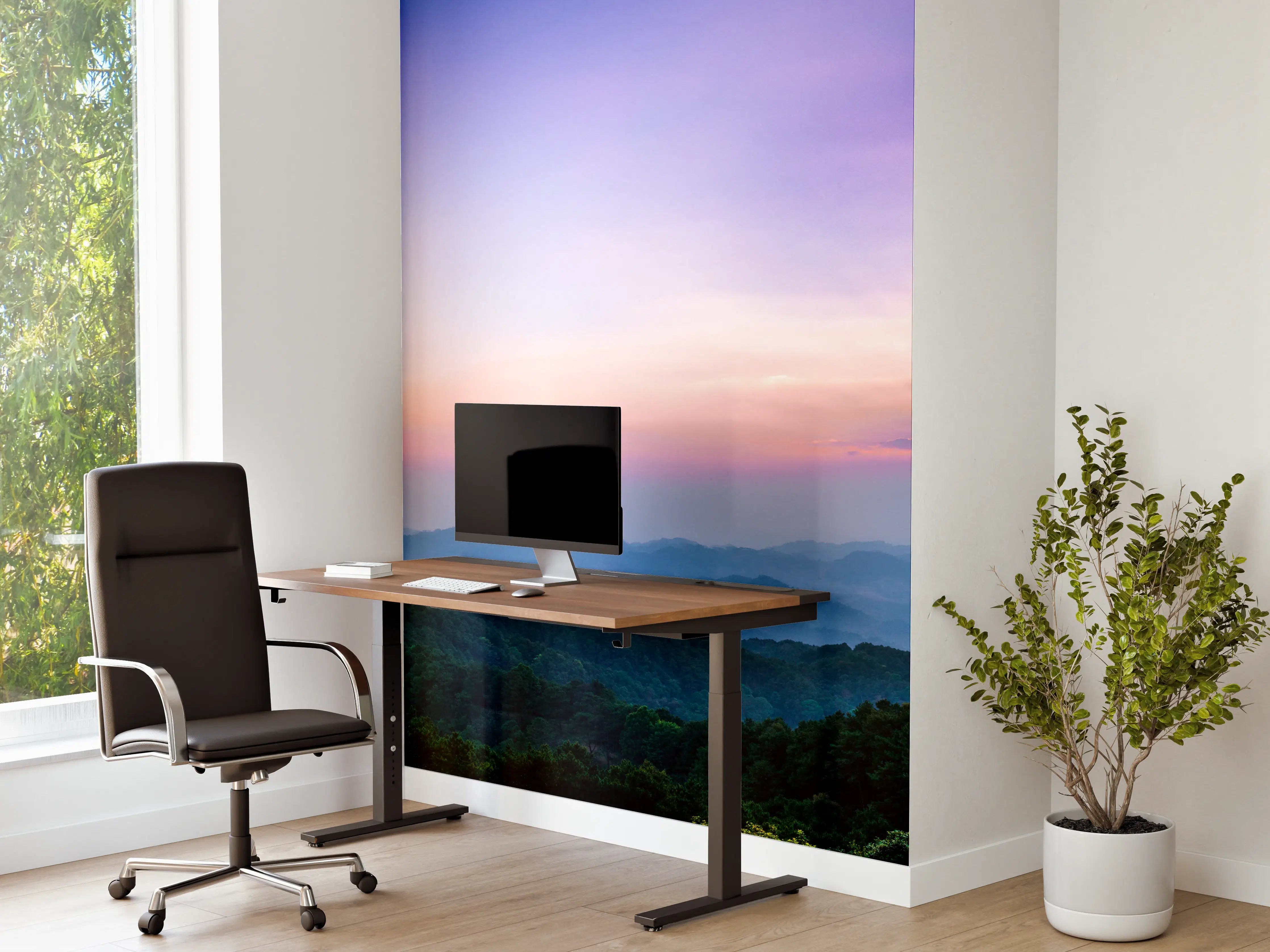 Büro Wandgestaltung - Bergblick mit Sonnenstrahl