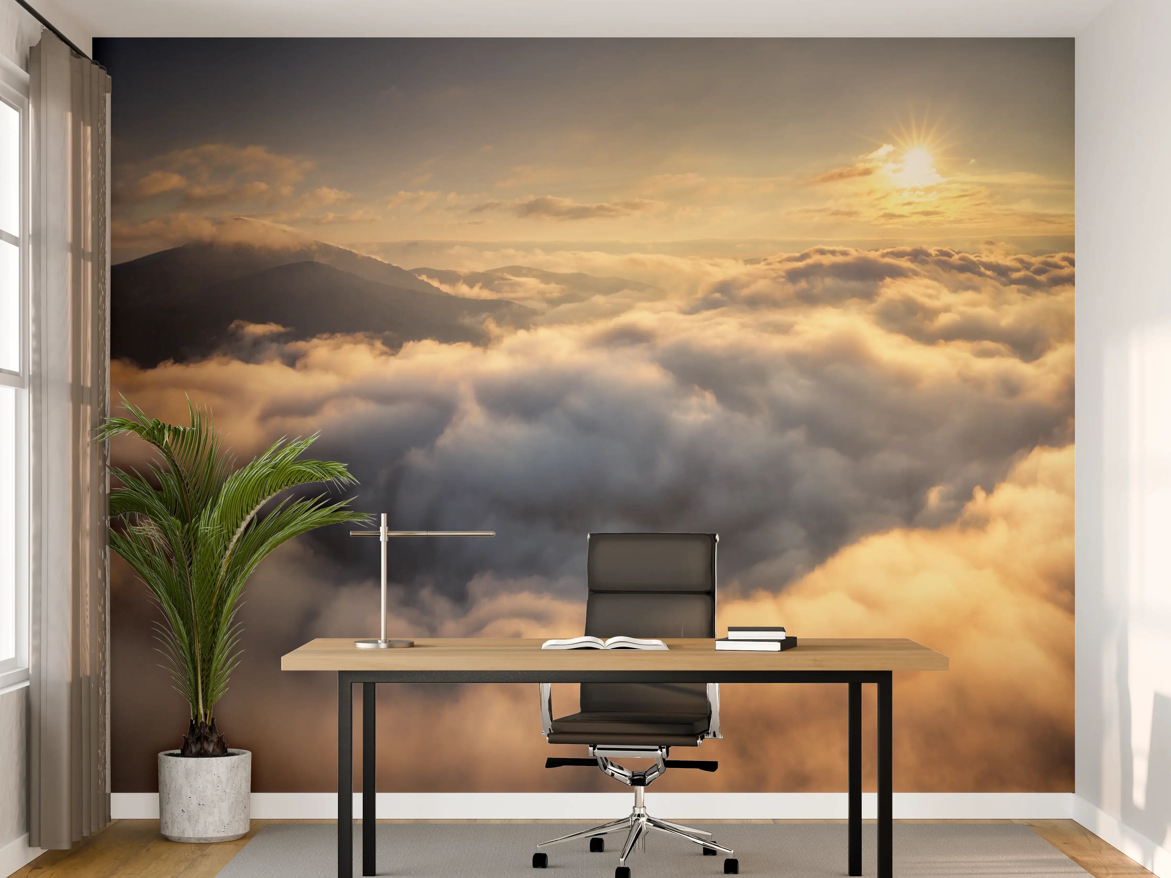 Büro Wandgestaltung - Berge in Wolken bei Sonnenaufgang  -  Peru