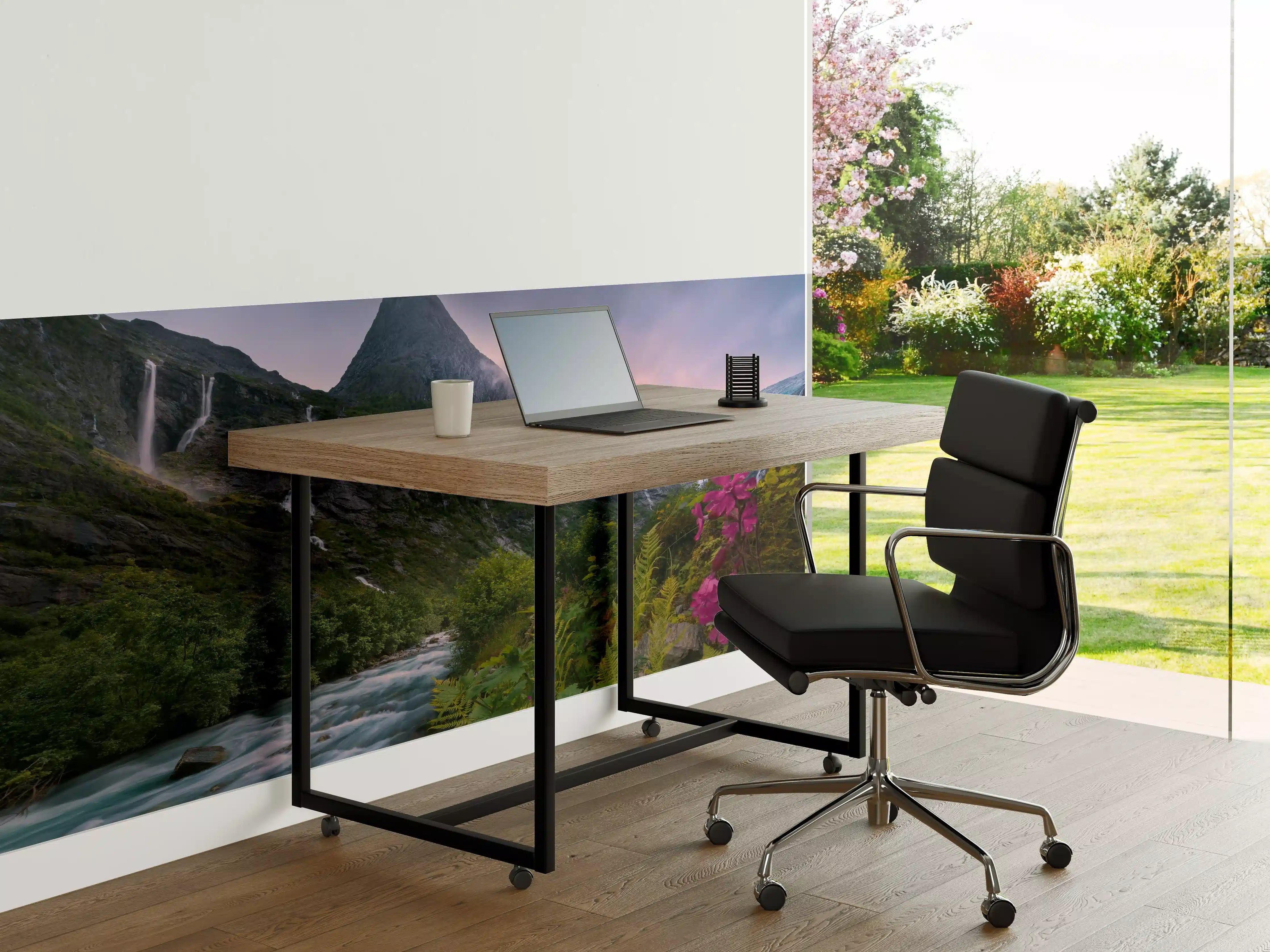 Büro Wandgestaltung - Berglandschaft Norwegens mit Wasserfällen