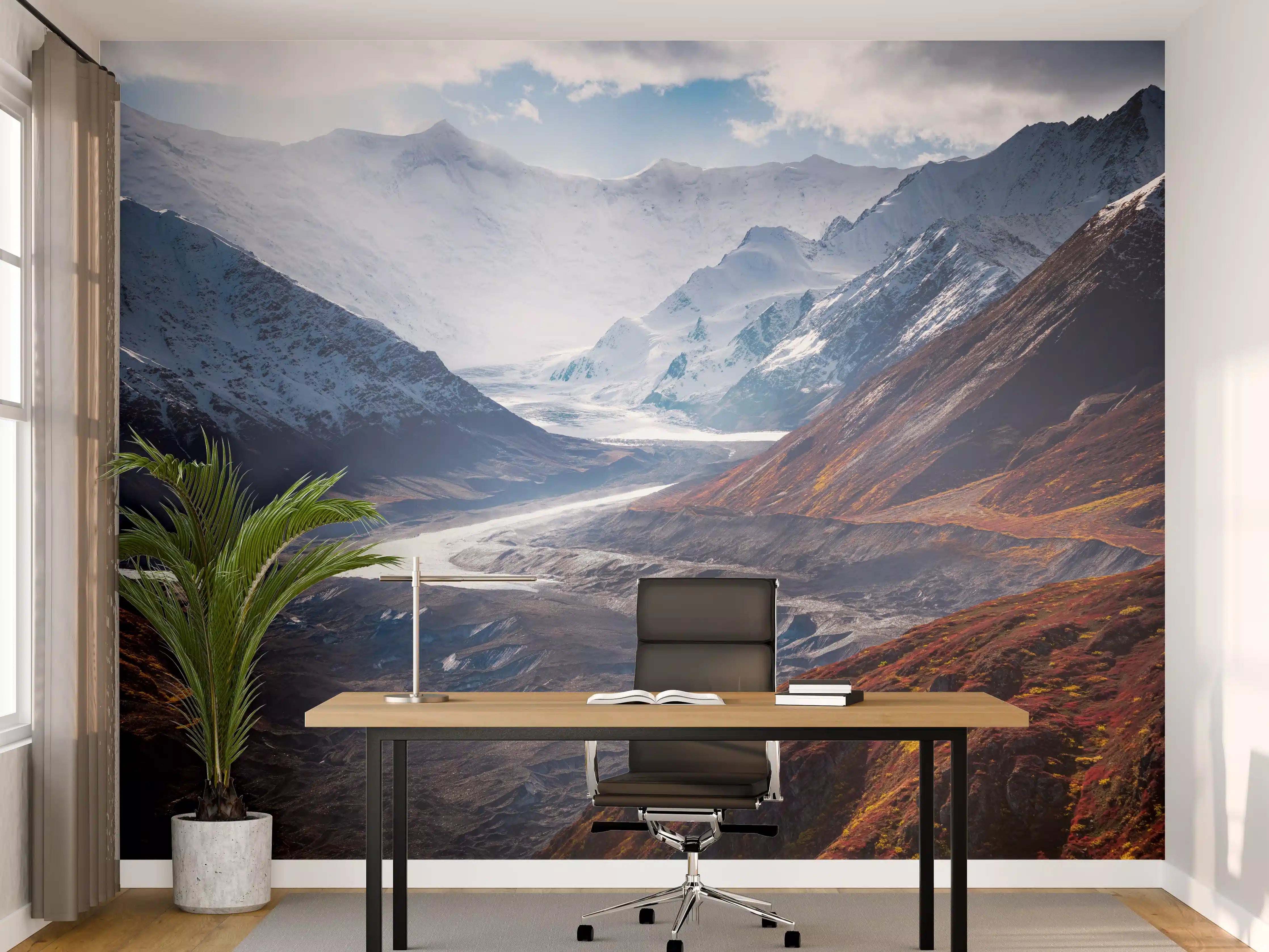 Büro Wandgestaltung - Berglandschaft mit Gletscher und Schnee