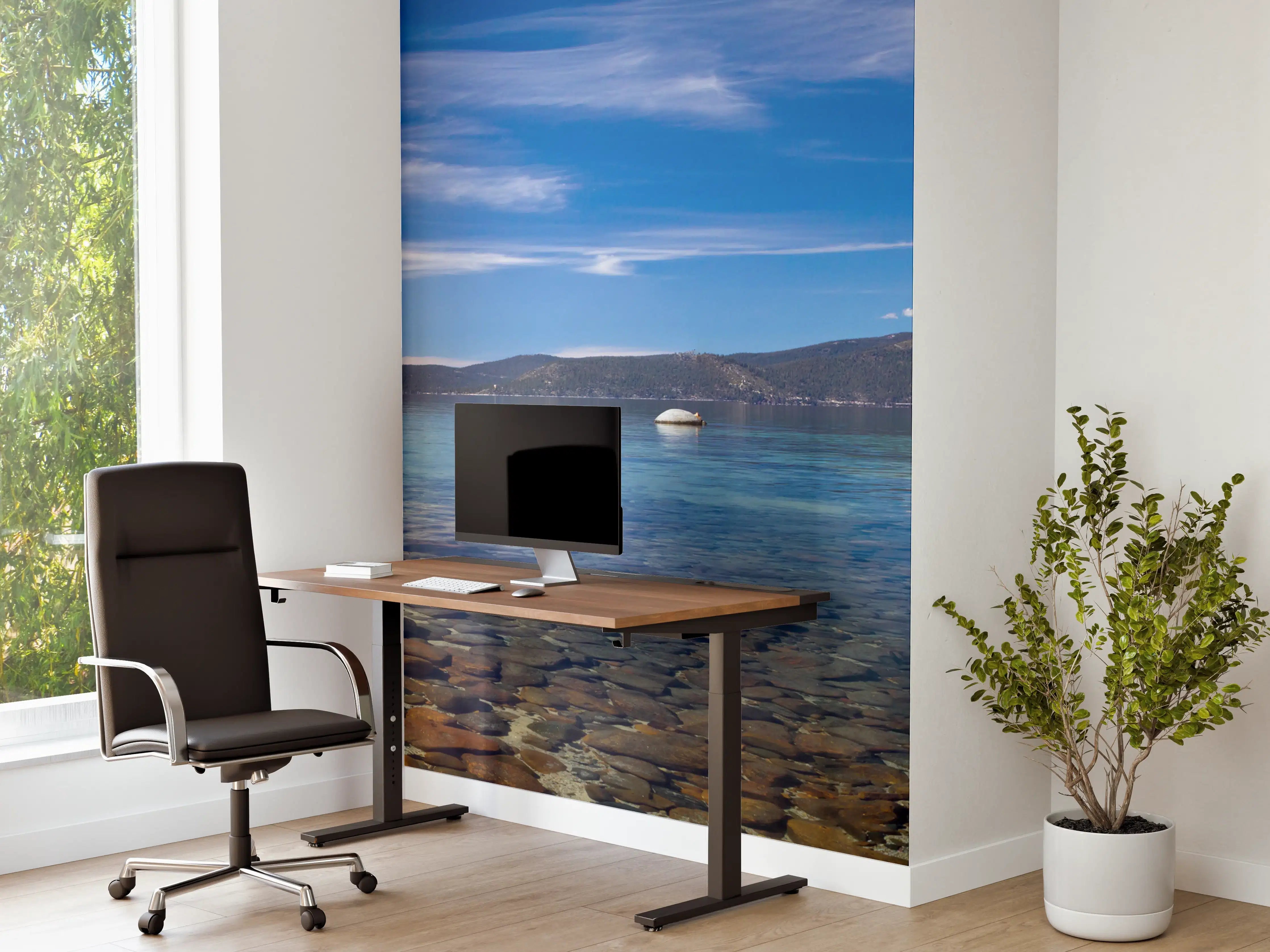Büro Wandgestaltung - Bergsee unter blauem Himmel