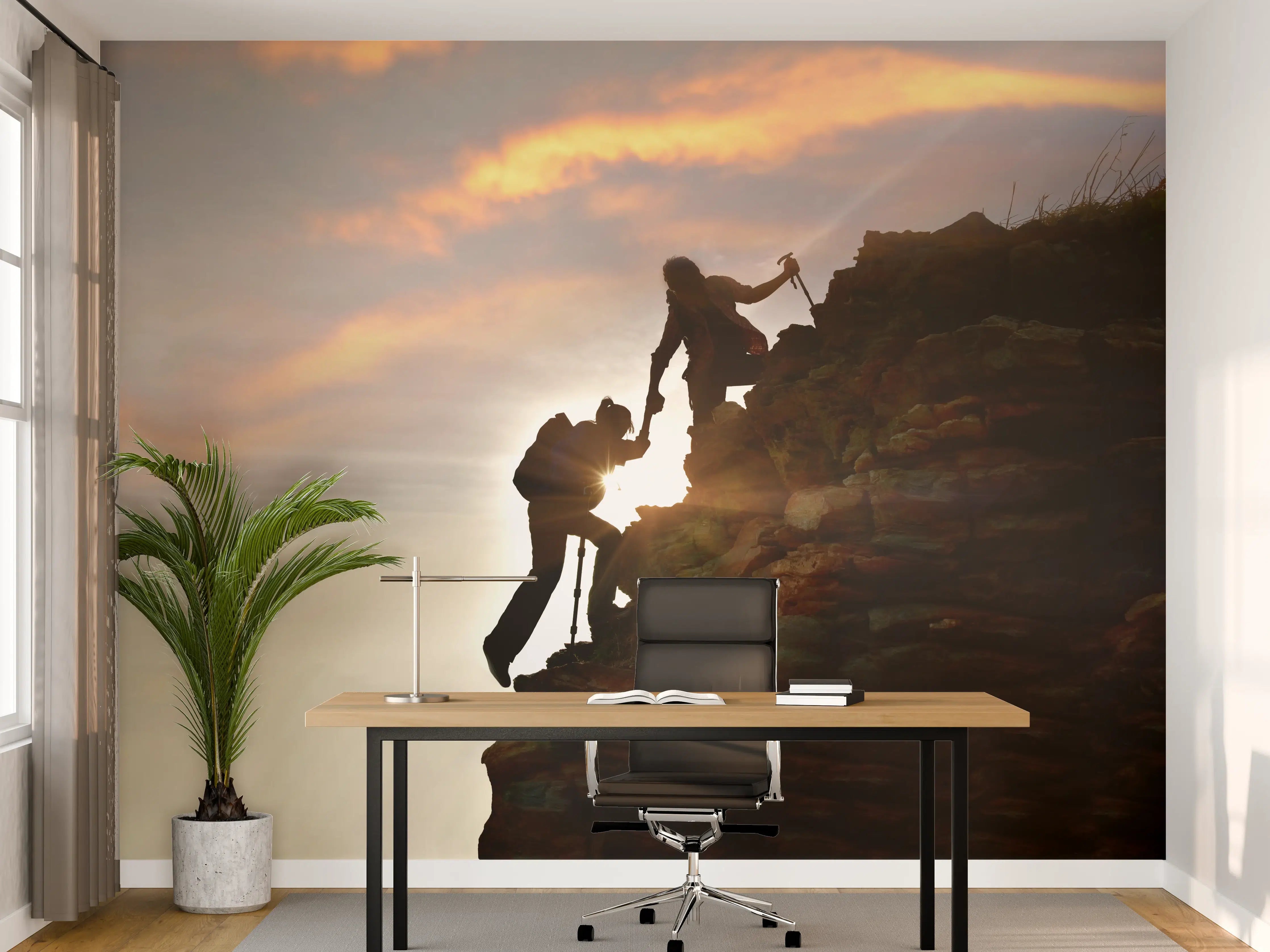 Büro Wandgestaltung - Bergsteiger bei Sonnenuntergang