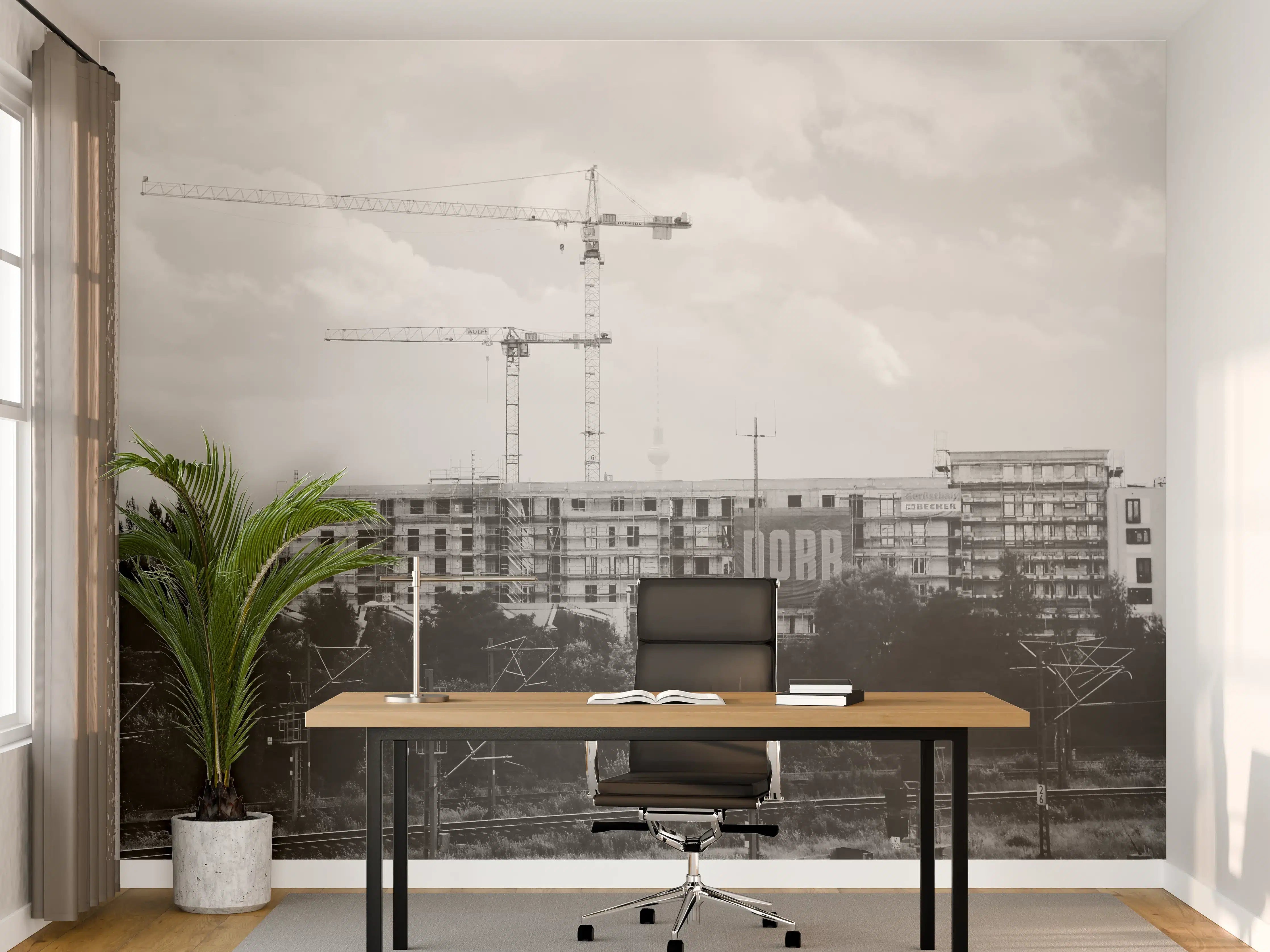 Büro Wandgestaltung - Berlin Monochrom Stadtlandschaft